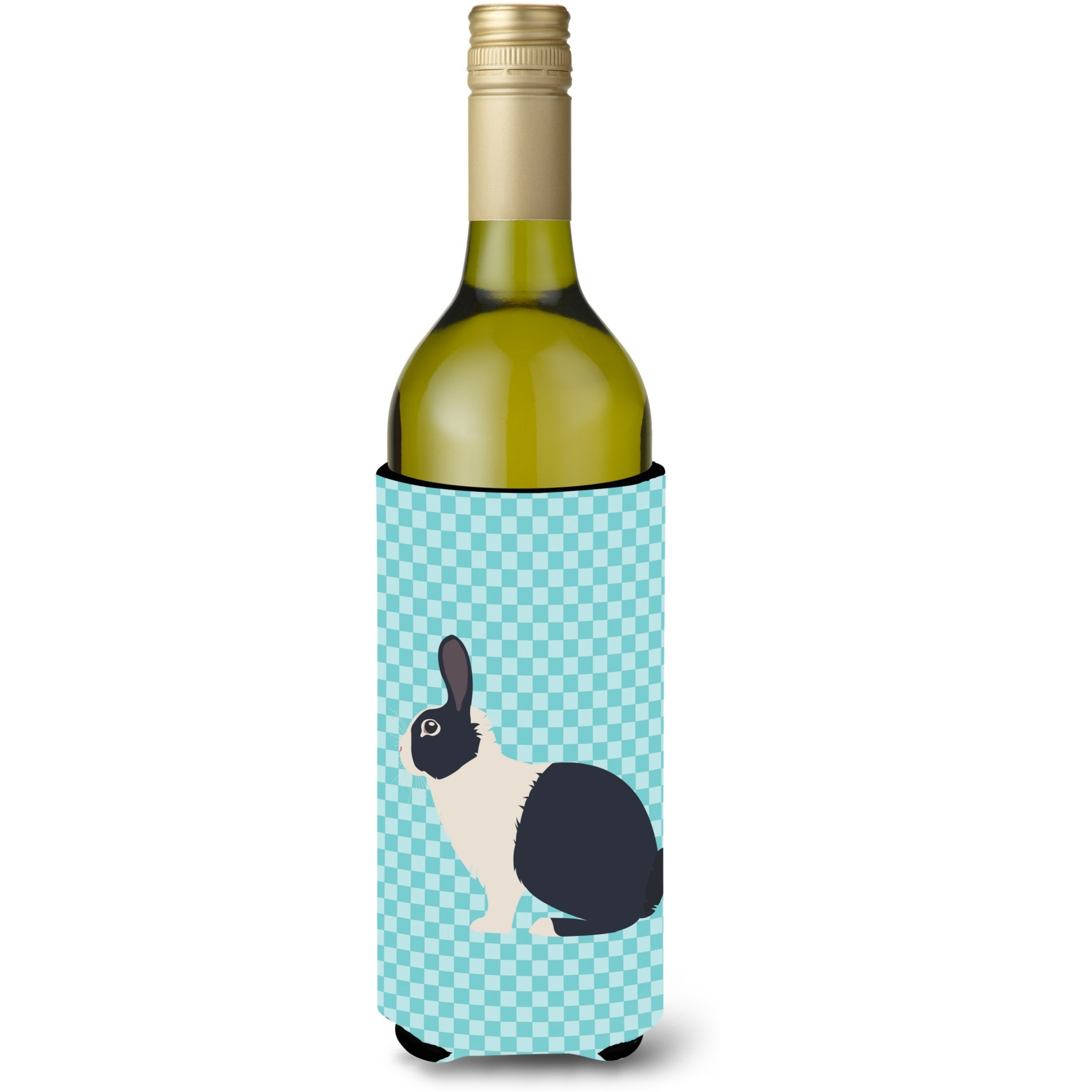 &quotCaroline's Treasures Dutch Rabbit Blue Check Decorative Bottle Hugger, 750 ml, Multicolor"