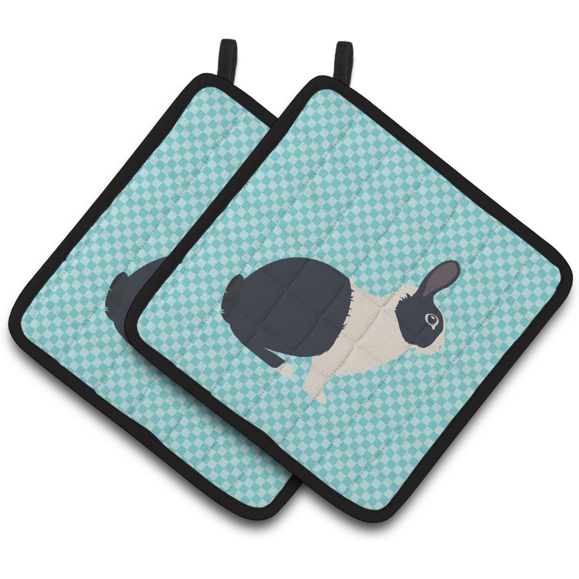 &quotCaroline's Treasures Dutch Rabbit Blue Check Decorated Pot Holder, 7.5"" x 7.5"""
