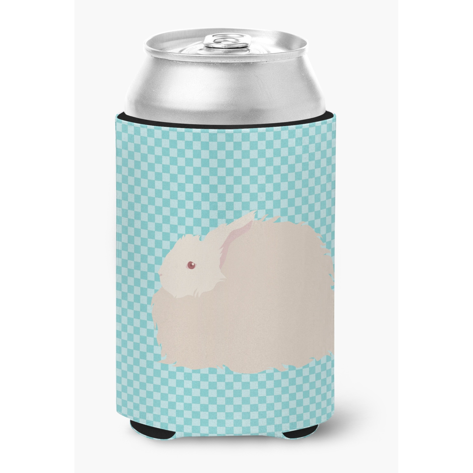 &quotCaroline's Treasures Fluffy Angora Rabbit Blue Check Decorative Can Hugger, Multicolor"