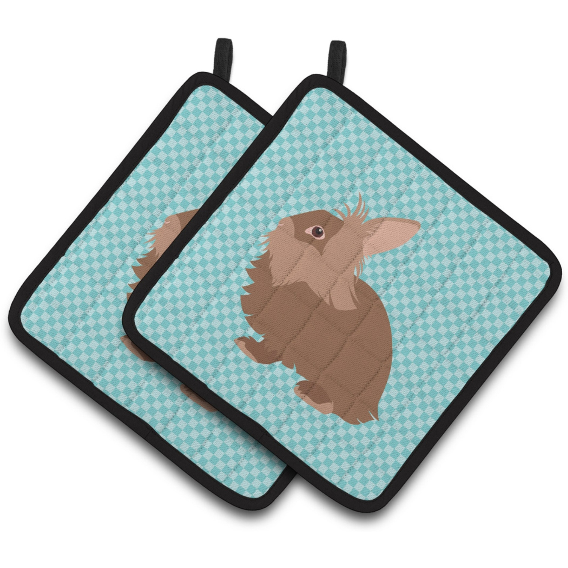 &quotCaroline's Treasures Lionhead Rabbit Blue Check Decorated Pot Holder, 7.5"" x 7.5"""