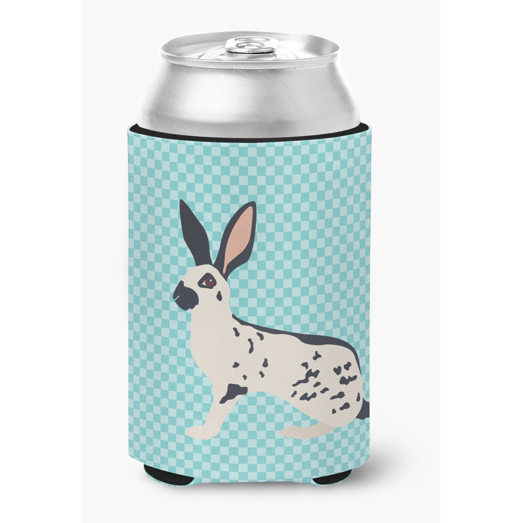 &quotCaroline's Treasures English Spot Rabbit Blue Check Decorative Can Hugger, Multicolor"