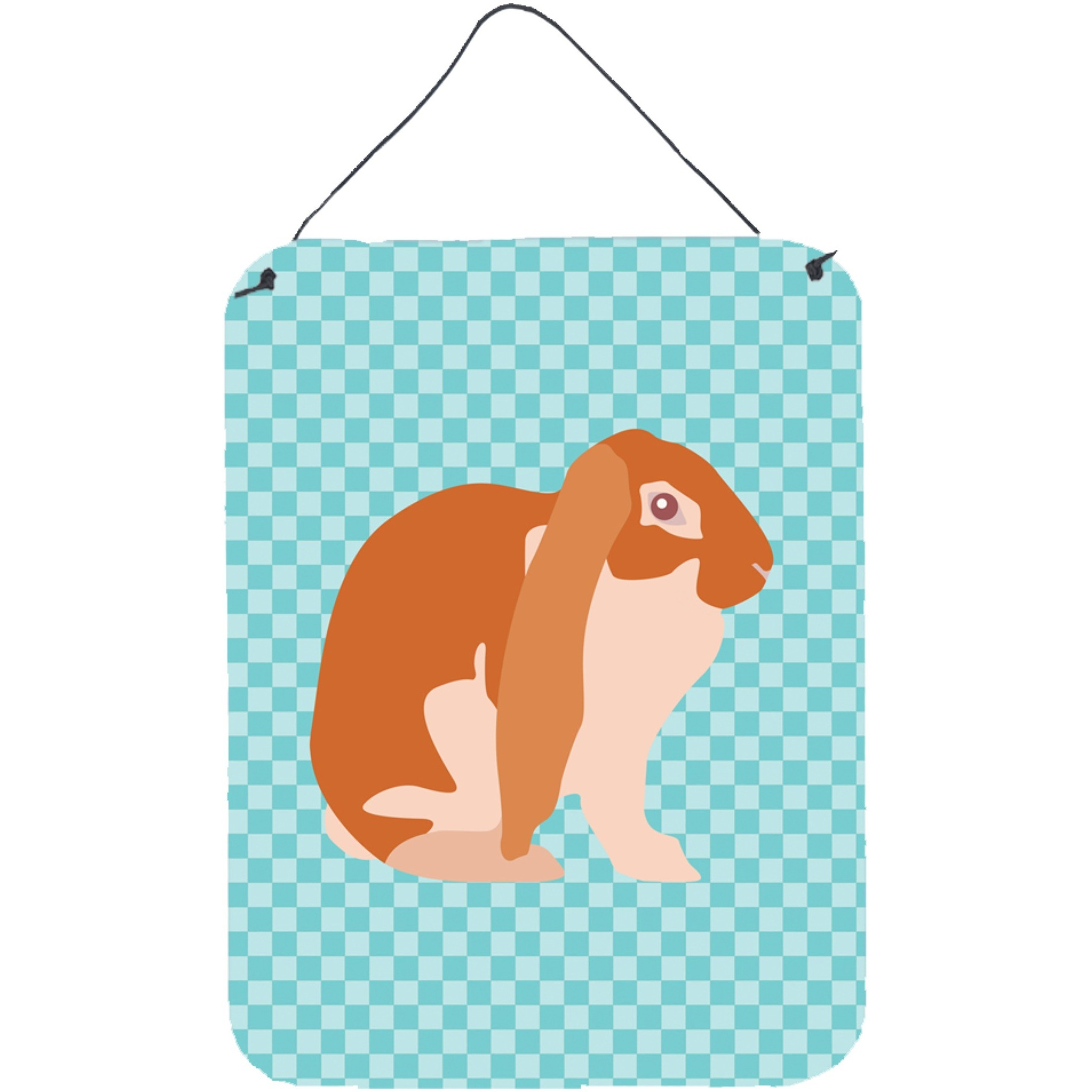 &quotCaroline's Treasures English Lop Rabbit Blue Check Metal Print, 16hx12w, Multicolor"