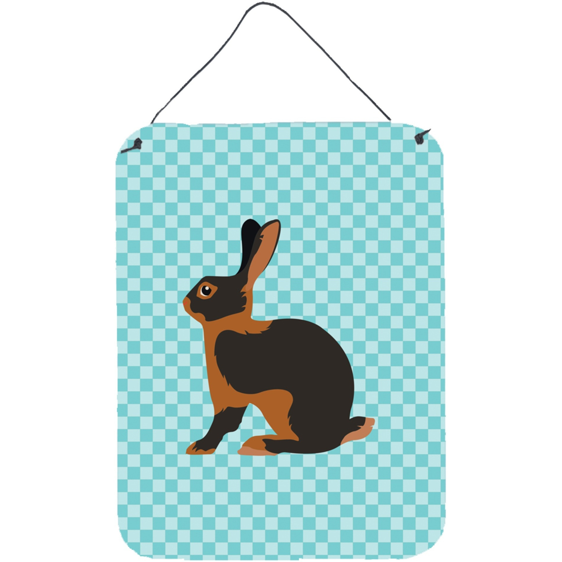 &quotCaroline's Treasures Tan Rabbit Blue Check Metal Print, 16hx12w, Multicolor"