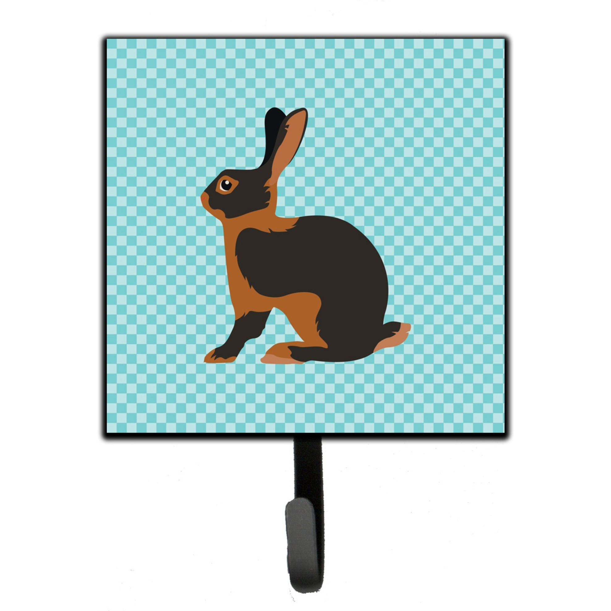 &quotCaroline's Treasures Tan Rabbit Blue Check Wall Hook, Small, Multicolor"