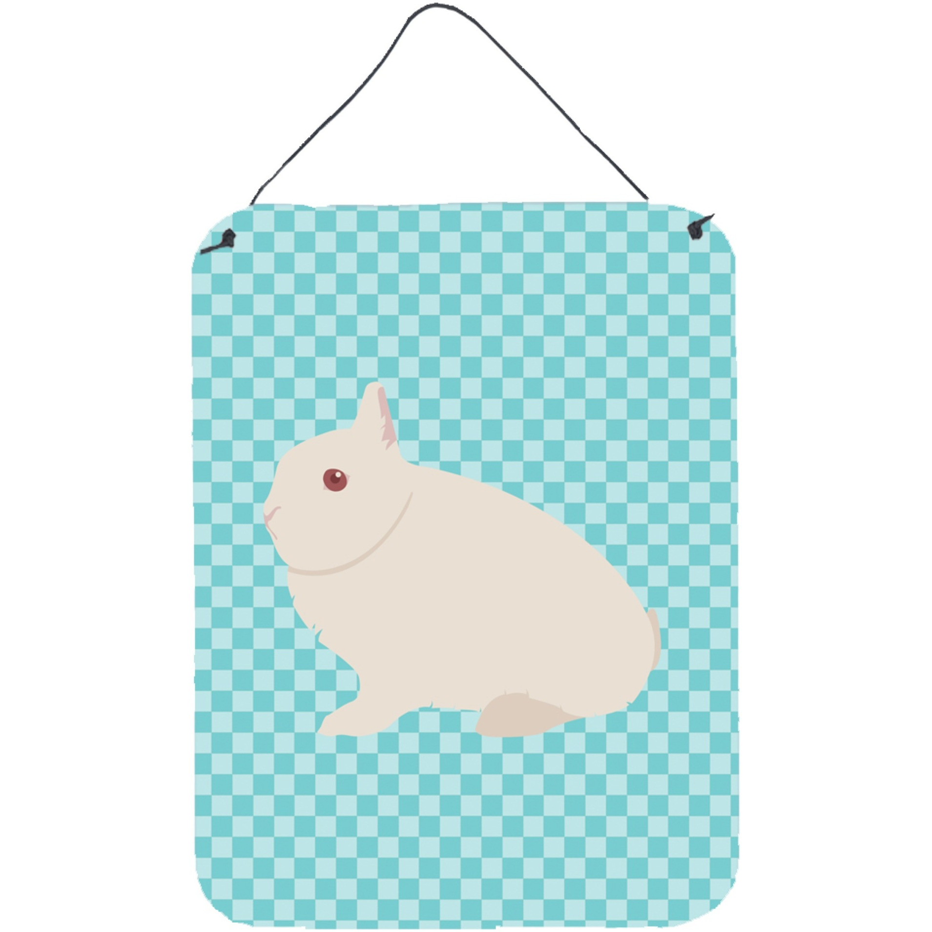 &quotCaroline's Treasures Hermelin Rabbit Blue Check Metal Print, 16hx12w, Multicolor"