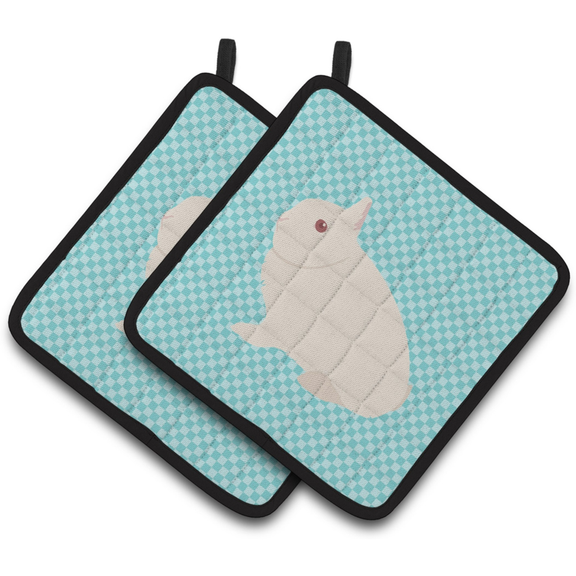 &quotCaroline's Treasures Hermelin Rabbit Blue Check Decorated Pot Holder, 7.5"" x 7.5"""