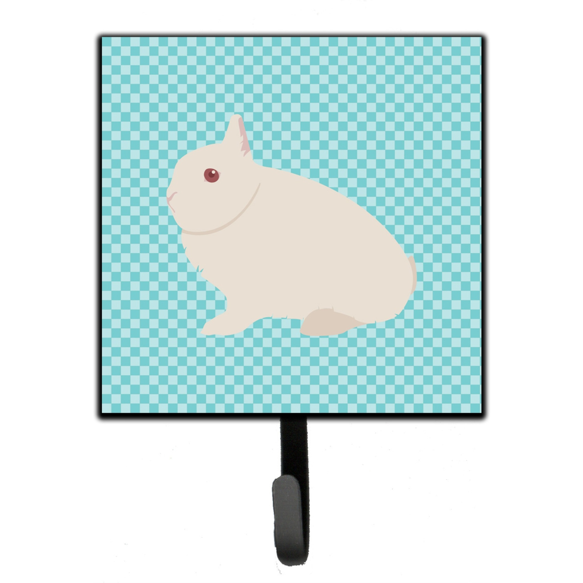 &quotCaroline's Treasures Hermelin Rabbit Blue Check Wall Hook, Small, Multicolor"
