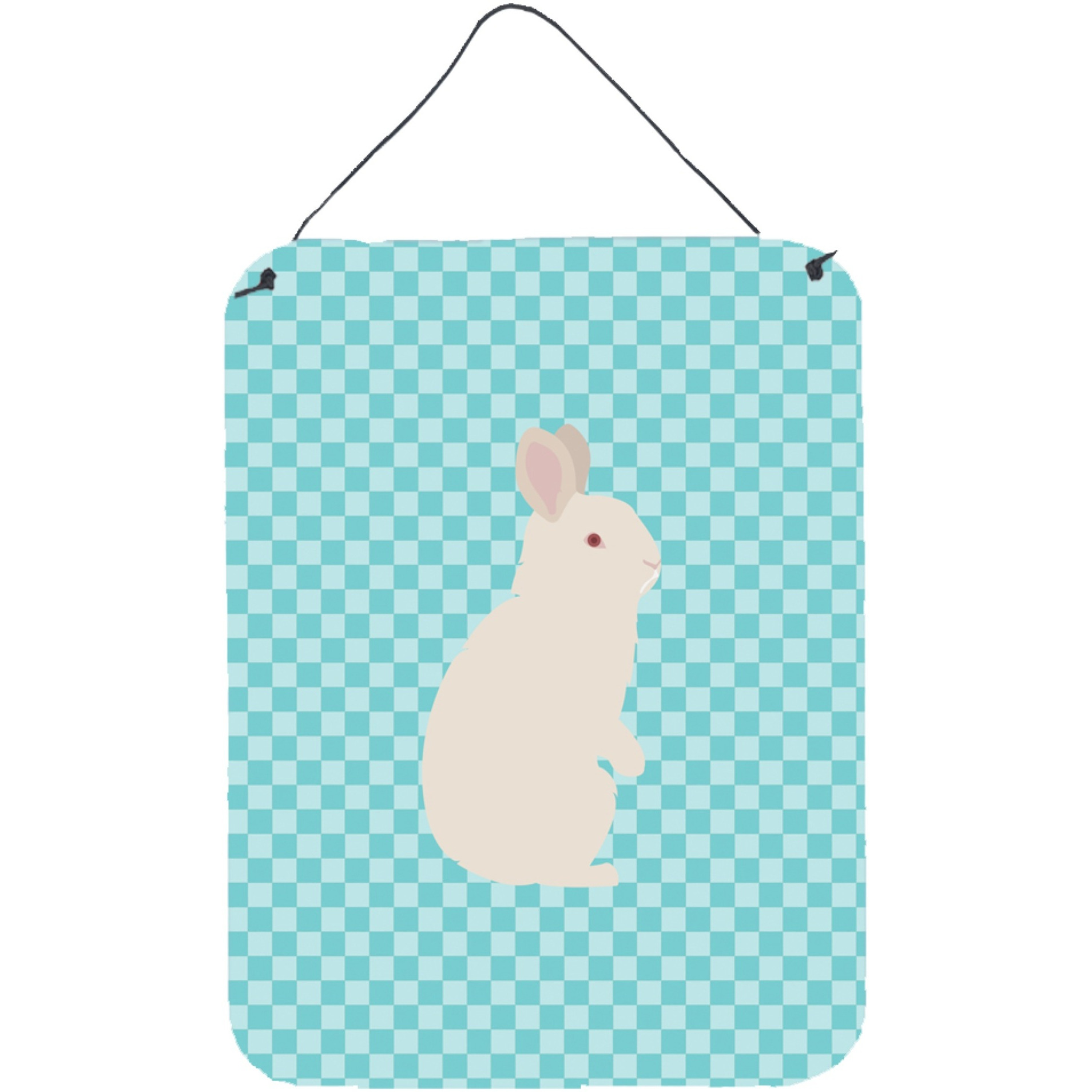 &quotCaroline's Treasures New Zealand White Rabbit Blue Check Metal Print, 16hx12w, Multicolor"