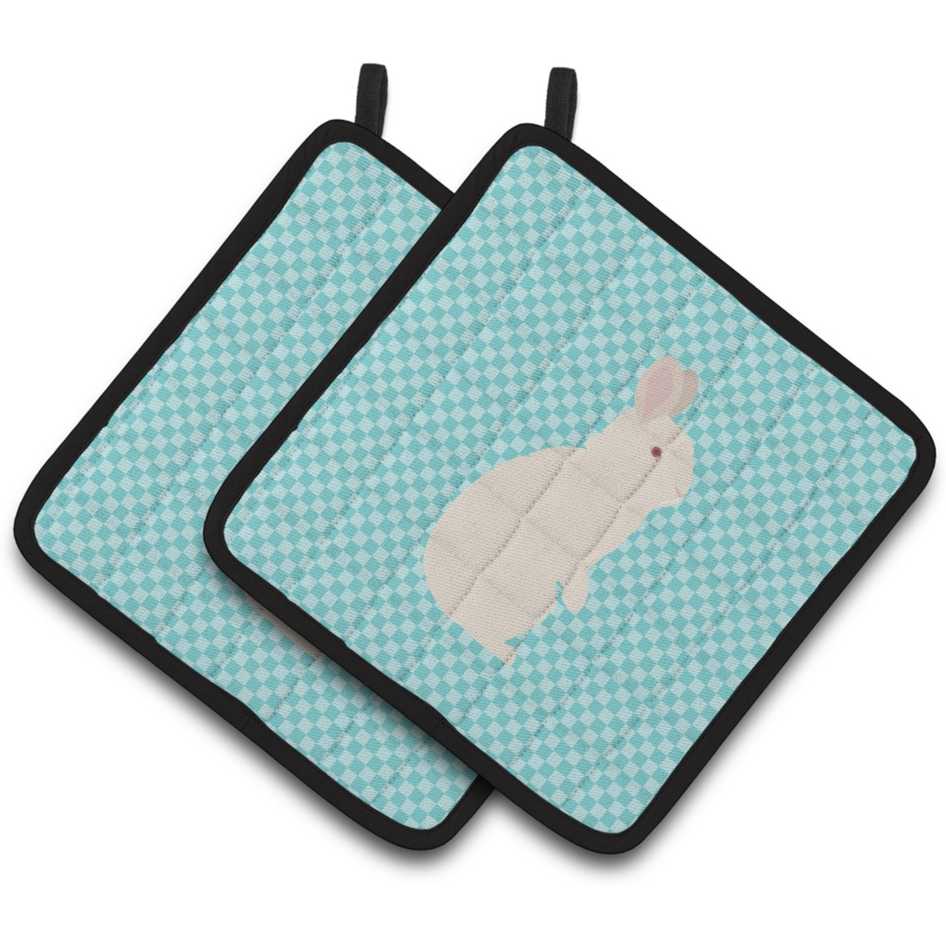 &quotCaroline's Treasures New Zealand White Rabbit Blue Check Decorated Pot Holder, 7.5"" x 7.5"""