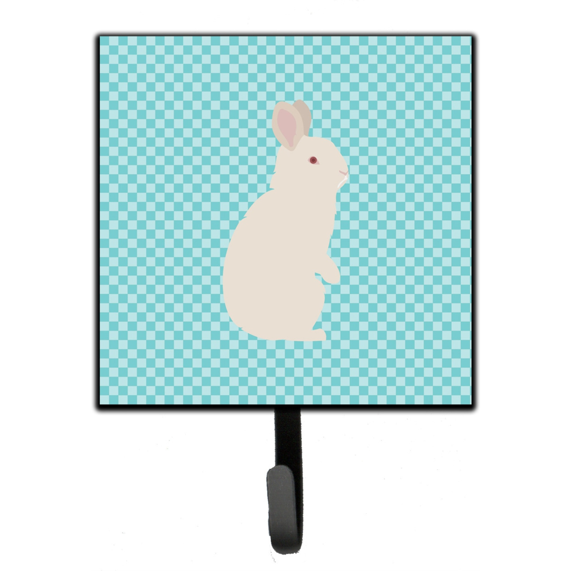 &quotCaroline's Treasures New Zealand White Rabbit Blue Check Wall Hook, Small, Multicolor"