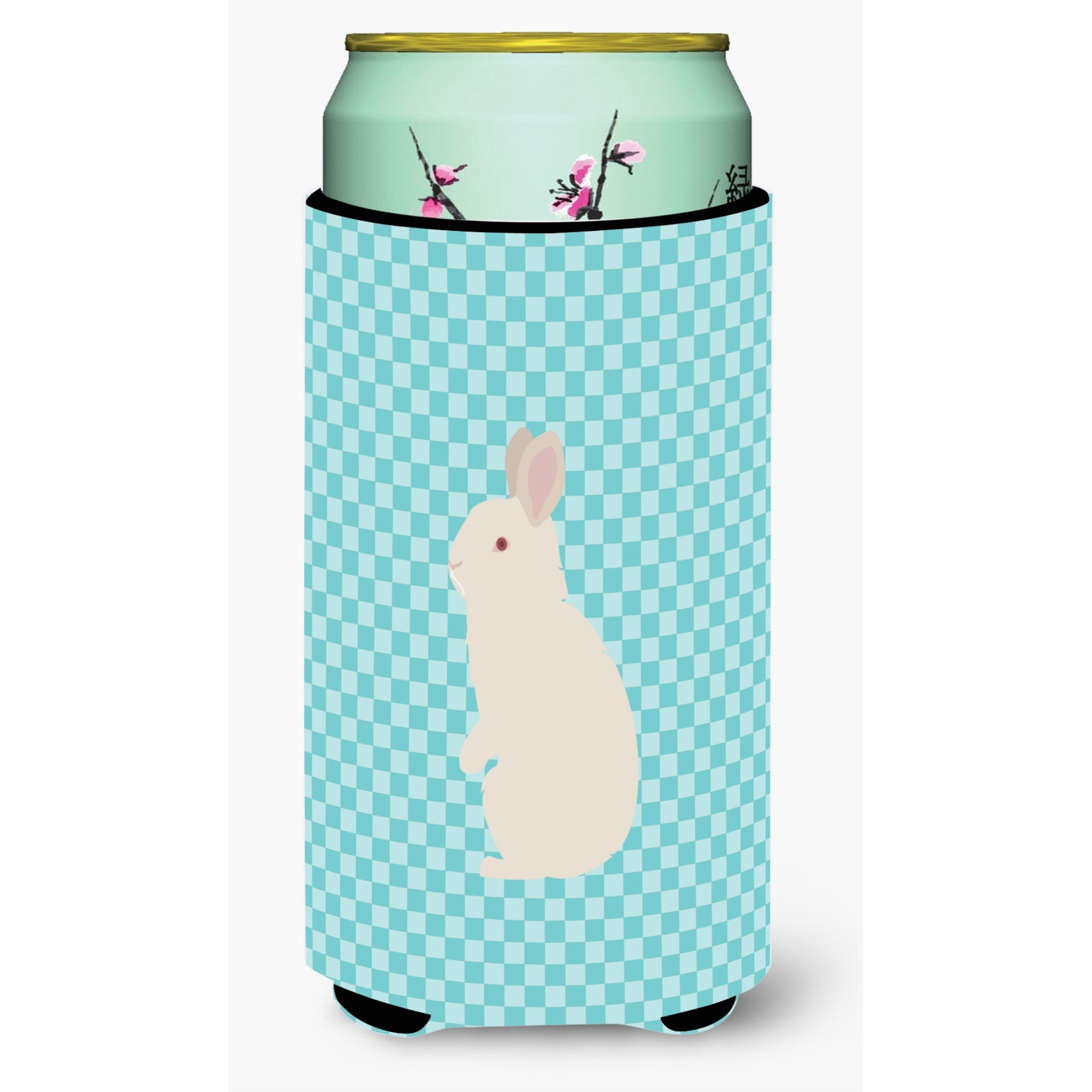 &quotCaroline's Treasures New Zealand White Rabbit Blue Check Decorative Can Hugger, Tall Boy, Multicolor"