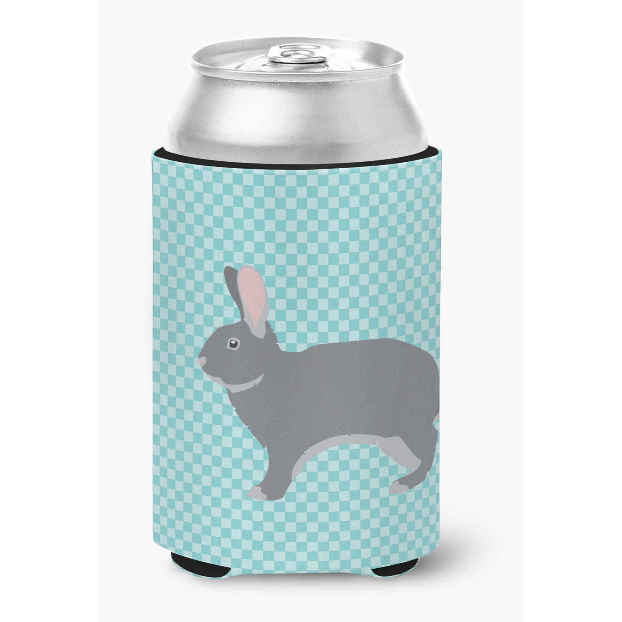 &quotCaroline's Treasures Giant Chinchilla Rabbit Blue Check Decorative Can Hugger, Multicolor"
