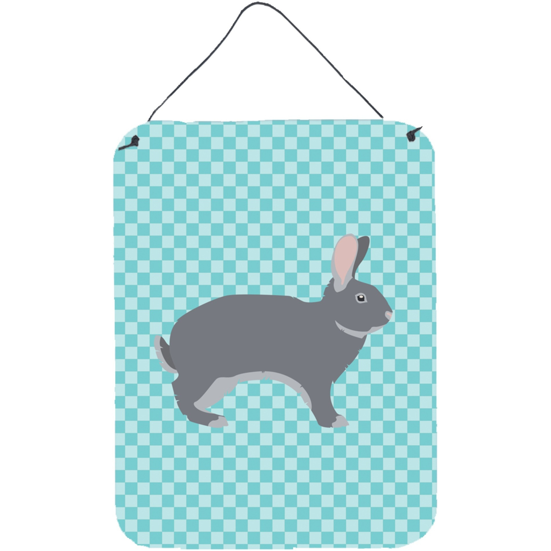 &quotCaroline's Treasures Giant Chinchilla Rabbit Blue Check Metal Print, 16hx12w, Multicolor"