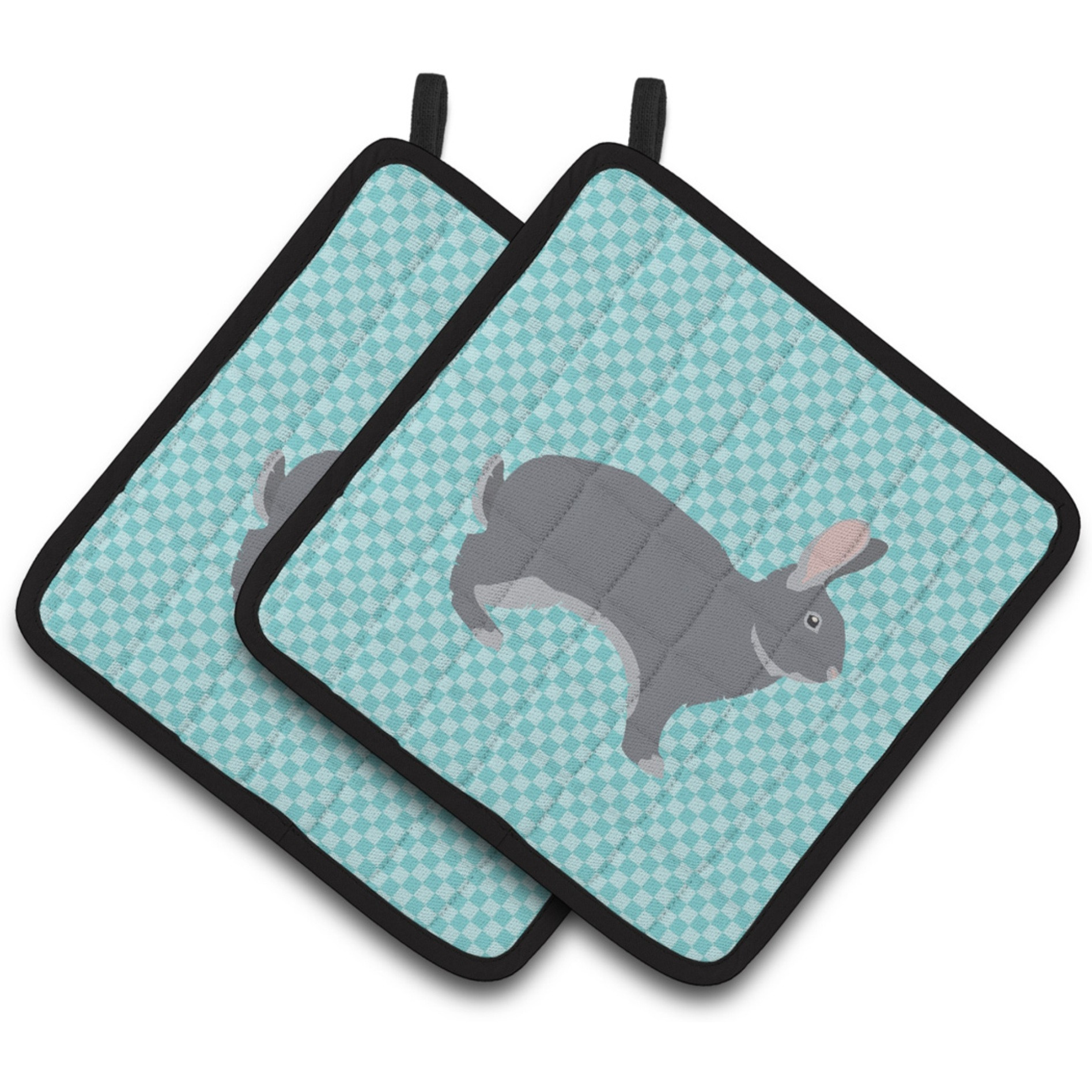 &quotCaroline's Treasures Giant Chinchilla Rabbit Blue Check Decorated Pot Holder, 7.5"" x 7.5"""