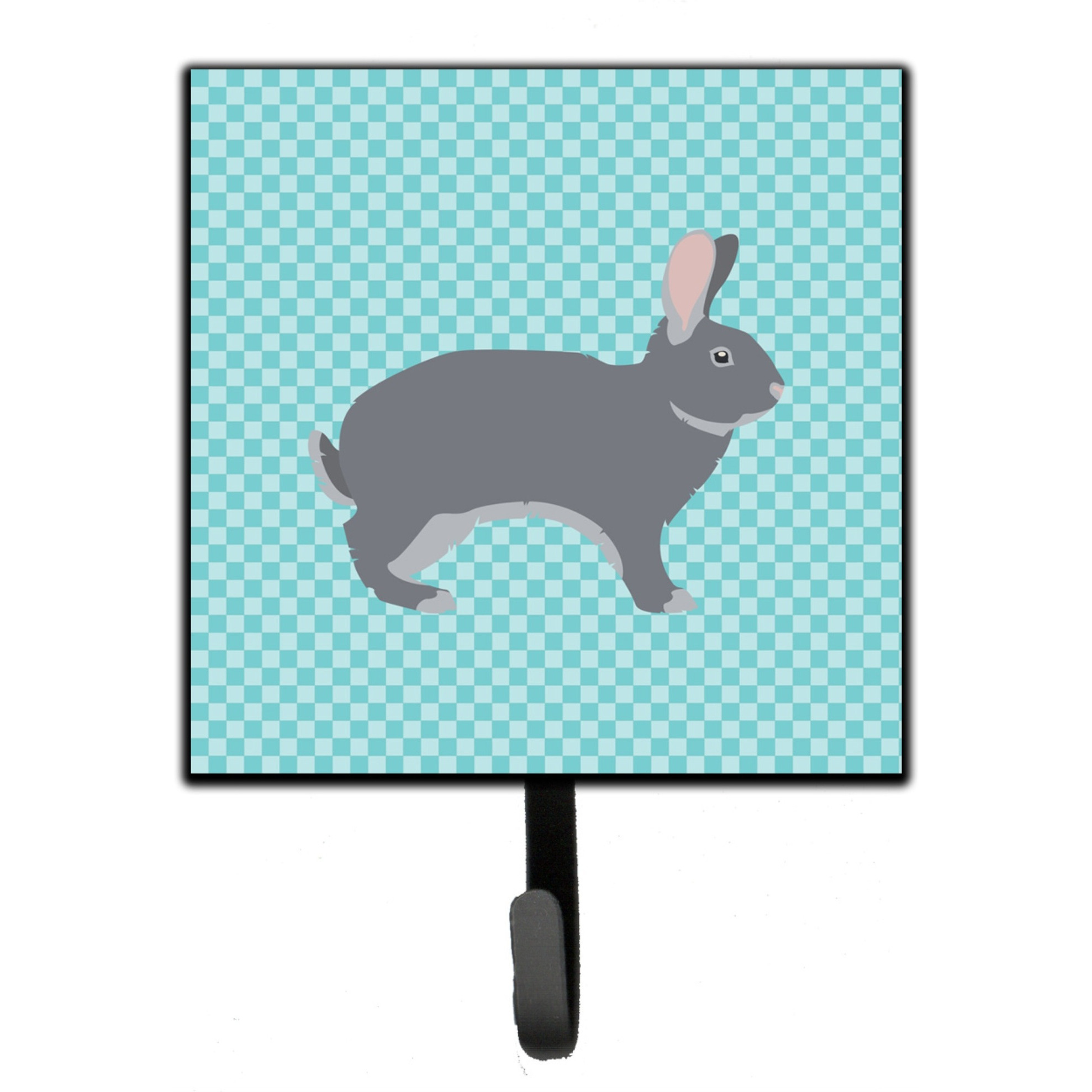 &quotCaroline's Treasures Giant Chinchilla Rabbit Blue Check Wall Hook, Small, Multicolor"