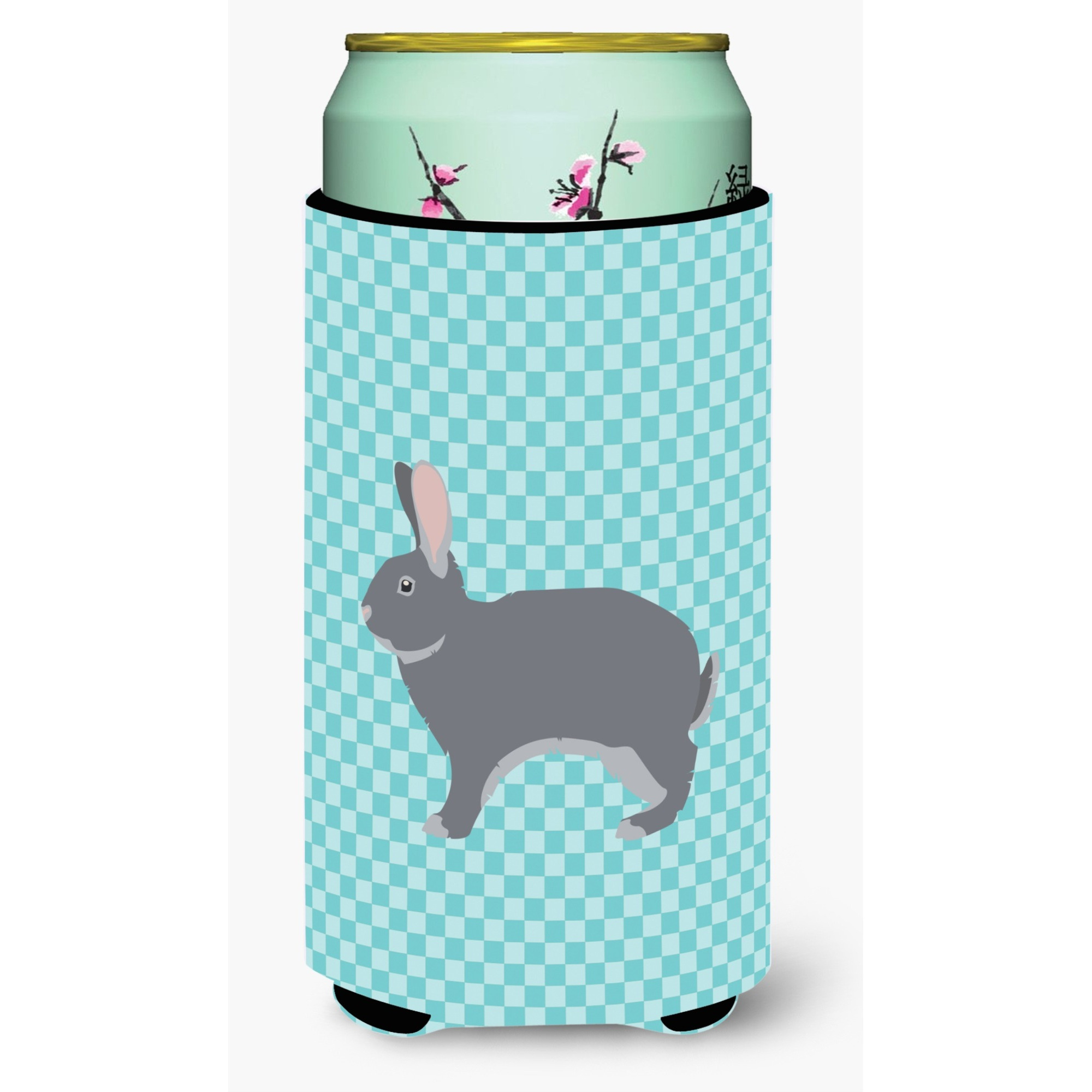 &quotCaroline's Treasures Giant Chinchilla Rabbit Blue Check Decorative Can Hugger, Tall Boy, Multicolor"