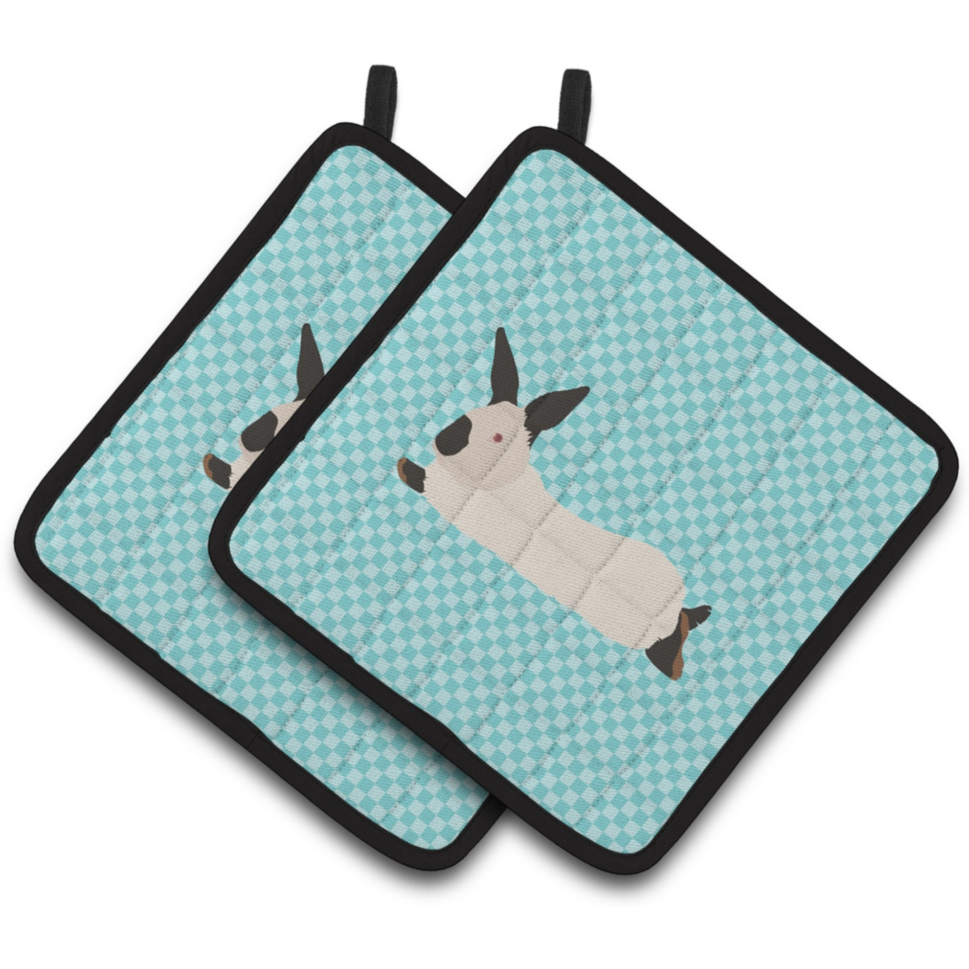 &quotCaroline's Treasures California White Rabbit Blue Check Decorated Pot Holder, 7.5"" x 7.5"""