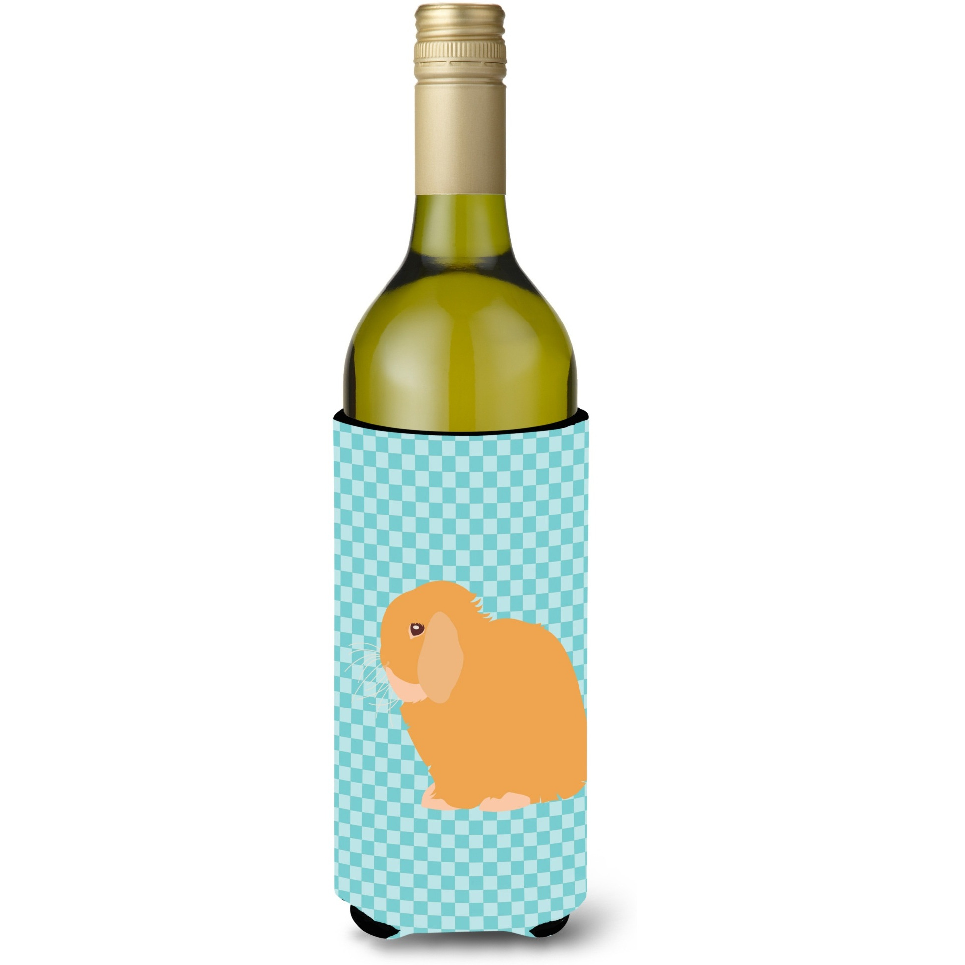 &quotCaroline's Treasures Holland Lop Rabbit Blue Check Decorative Bottle Hugger, 750 ml, Multicolor"
