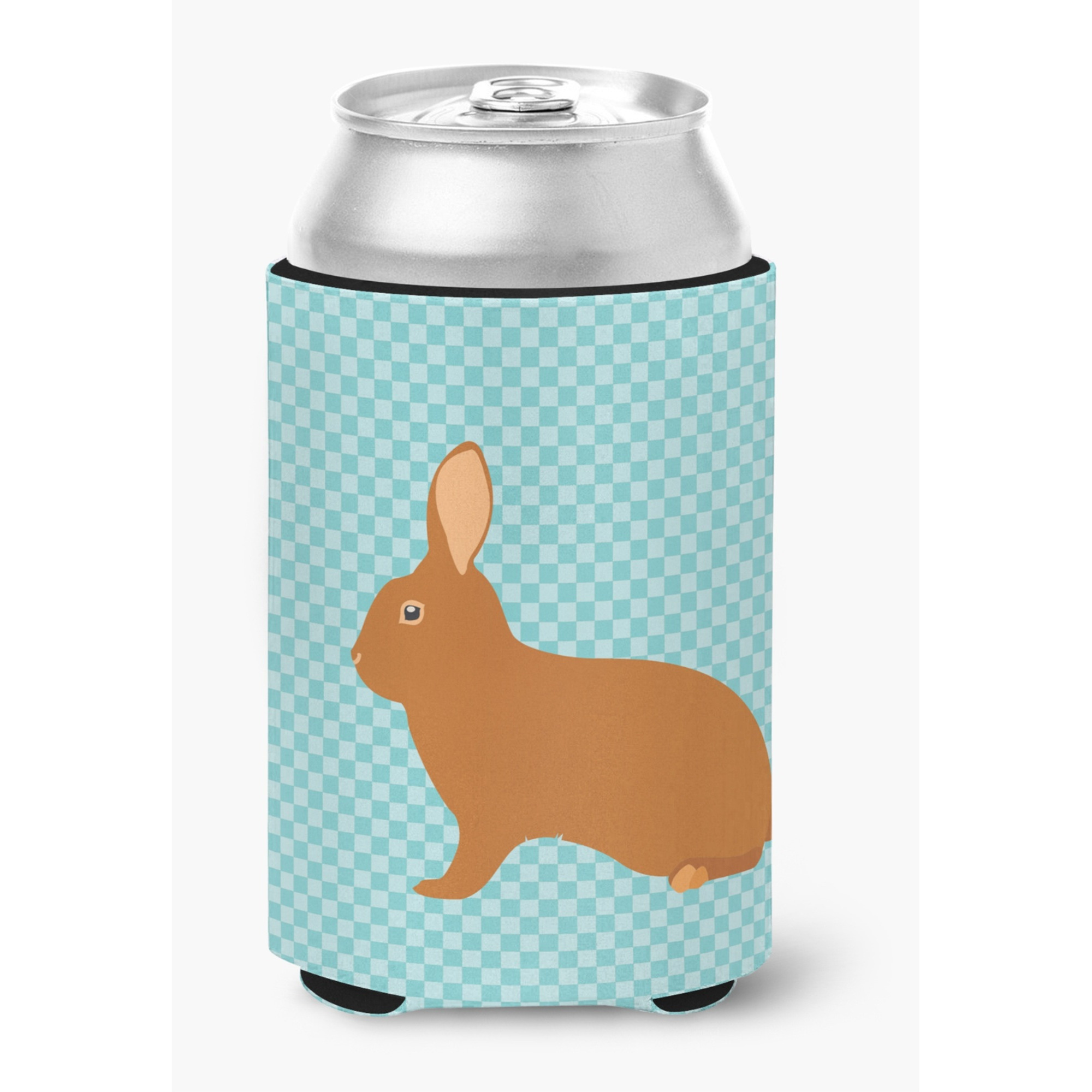 &quotCaroline's Treasures Rex Rabbit Blue Check Decorative Can Hugger, Multicolor"