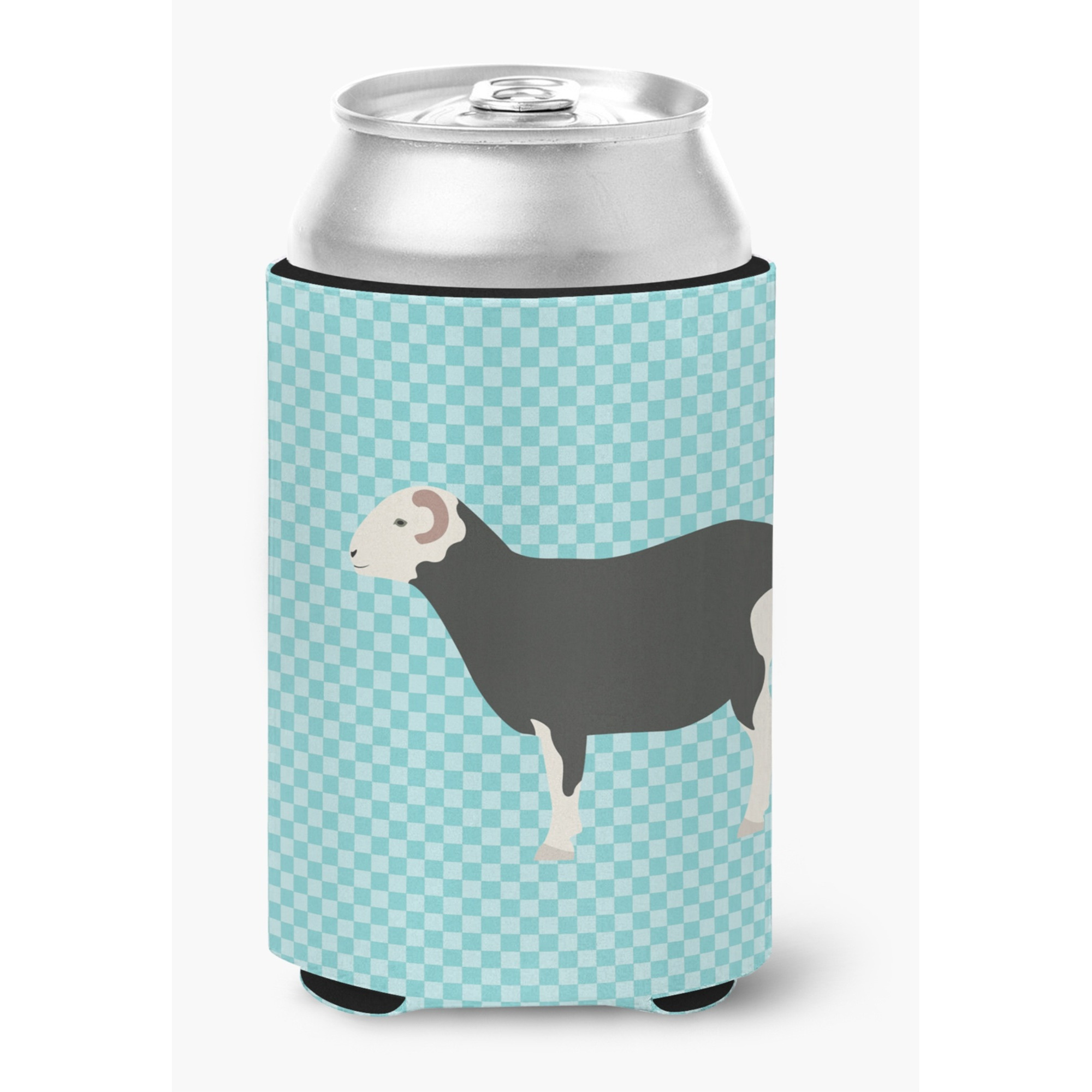 &quotCaroline's Treasures Herwick Sheep Blue Check Decorative Can Hugger, Multicolor"