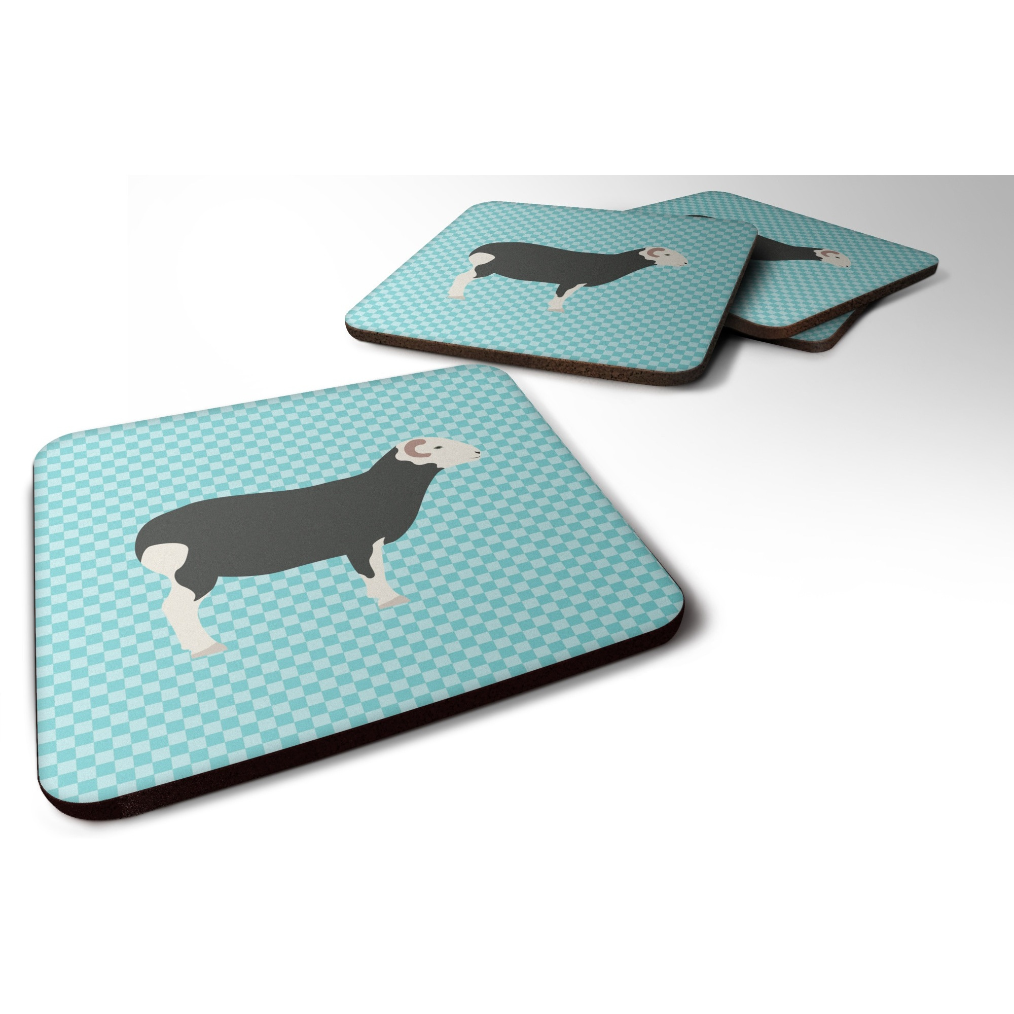 &quotCaroline's Treasures Herwick Sheep Blue Check Decorative coasters, 3.5, Multicolor"
