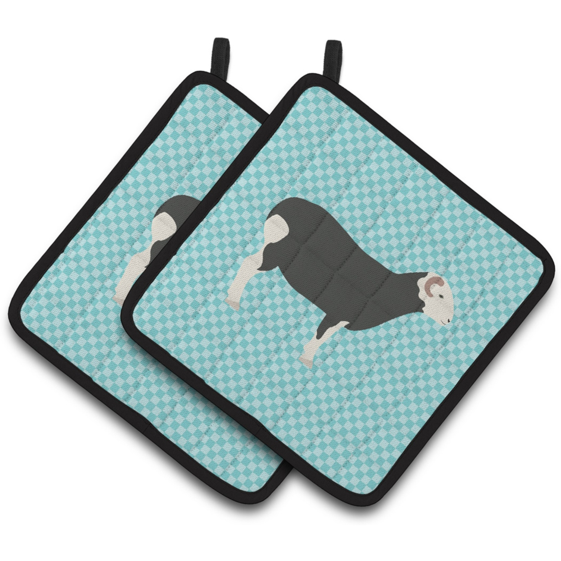 &quotCaroline's Treasures Herwick Sheep Blue Check Decorated Pot Holder, 7.5"" x 7.5"""