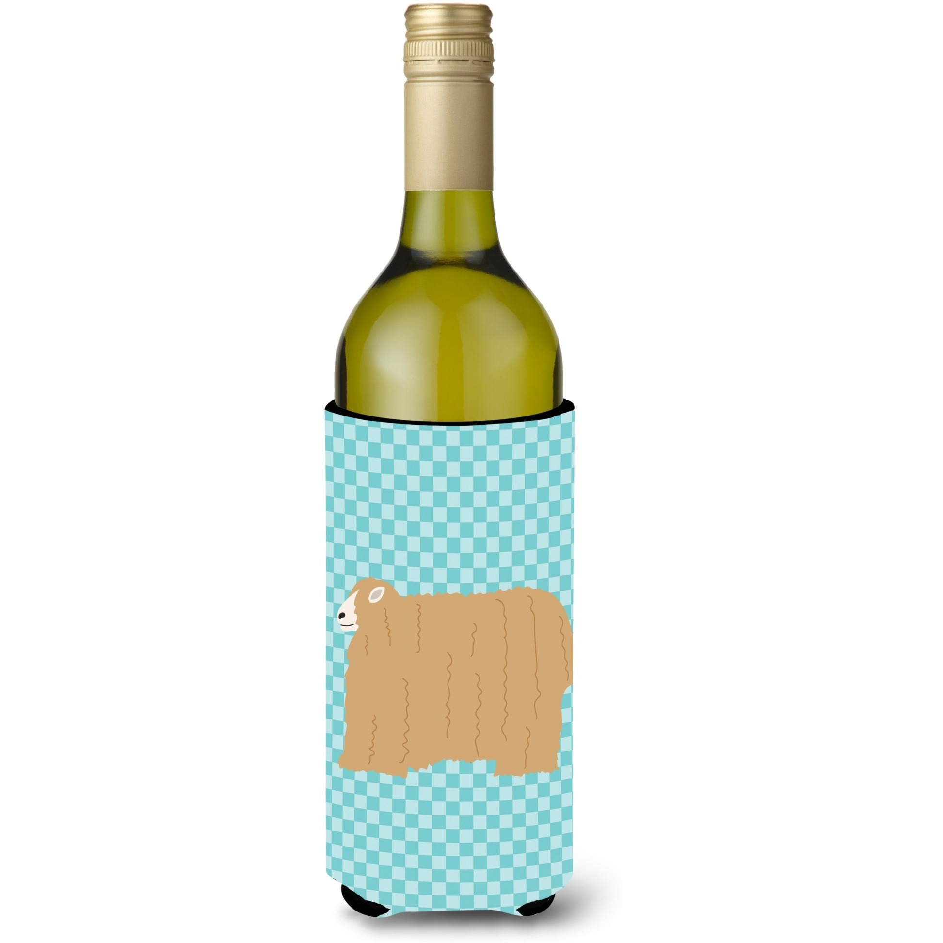 &quotCaroline's Treasures Lincoln Longwool Sheep Blue Check Decorative Bottle Hugger, 750 ml, Multicolor"
