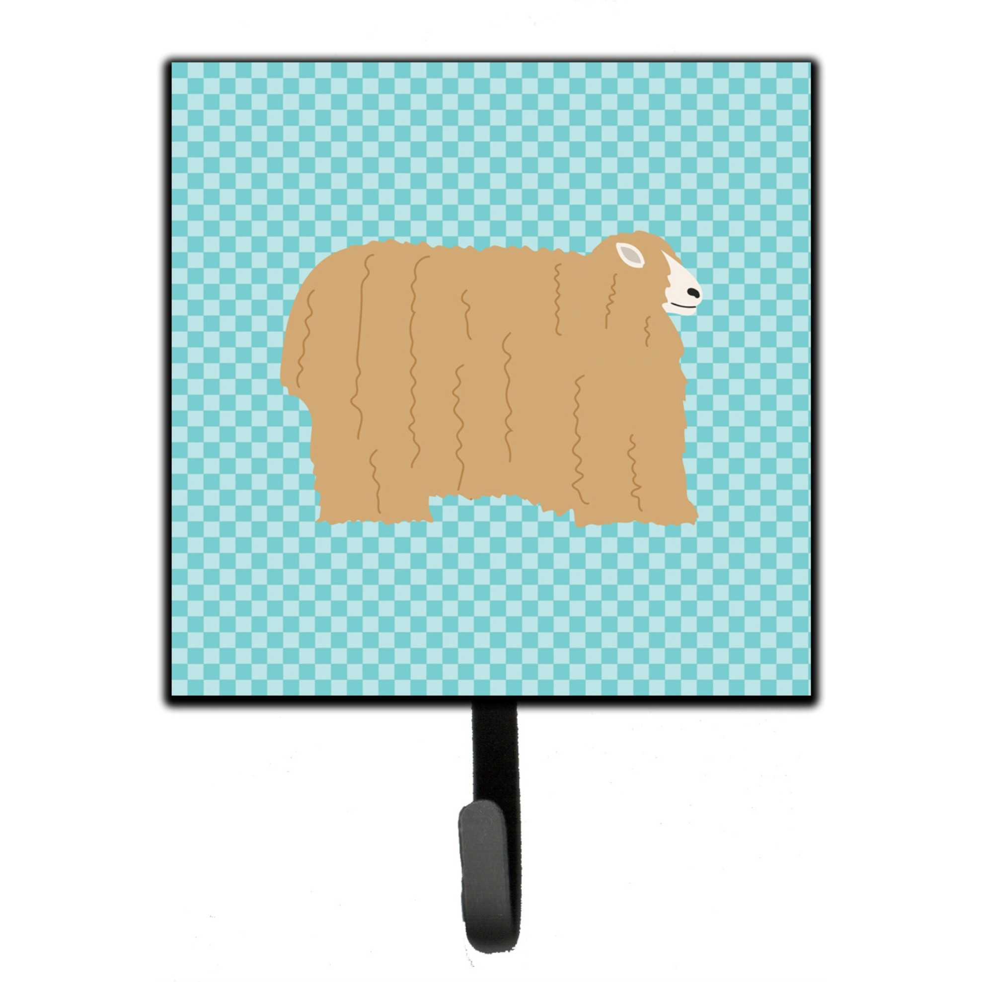&quotCaroline's Treasures Lincoln Longwool Sheep Blue Check Wall Hook, Small, Multicolor"