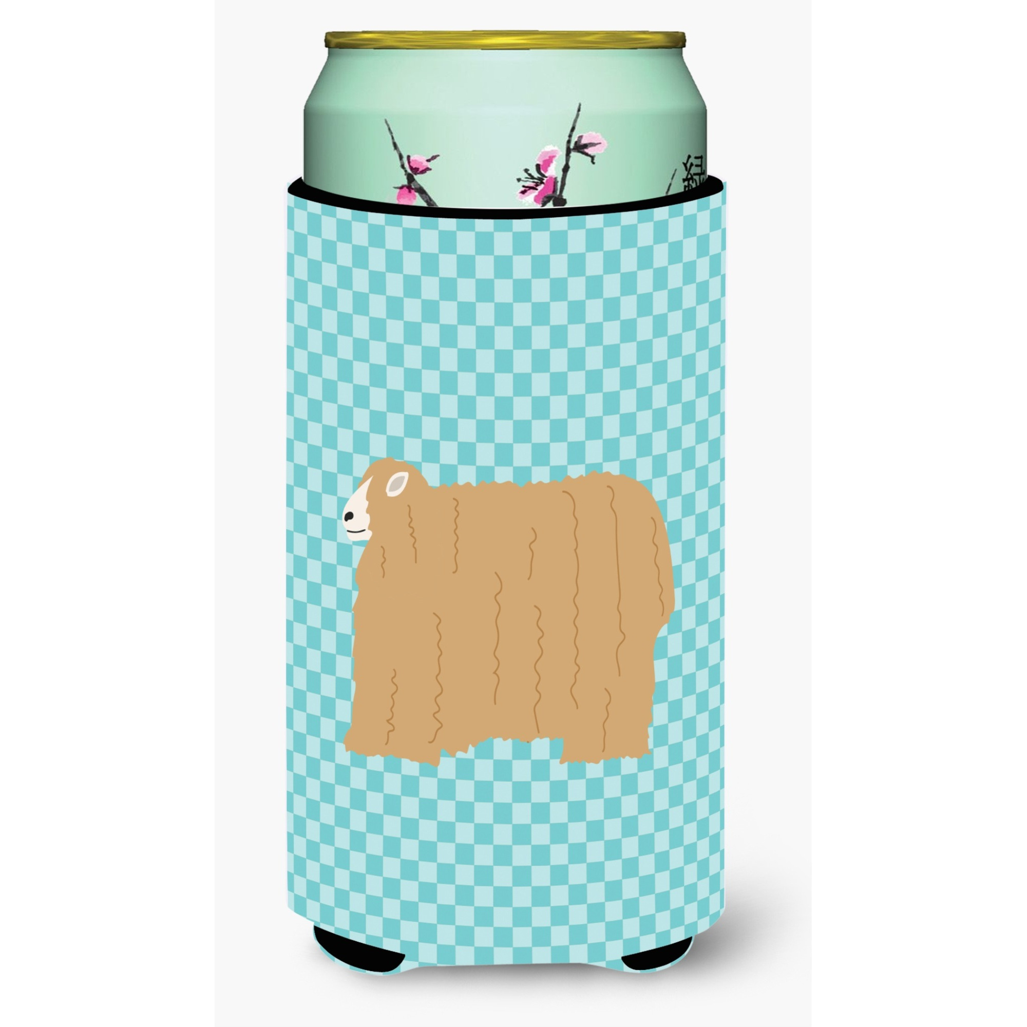 &quotCaroline's Treasures Lincoln Longwool Sheep Blue Check Decorative Can Hugger, Tall Boy, Multicolor"