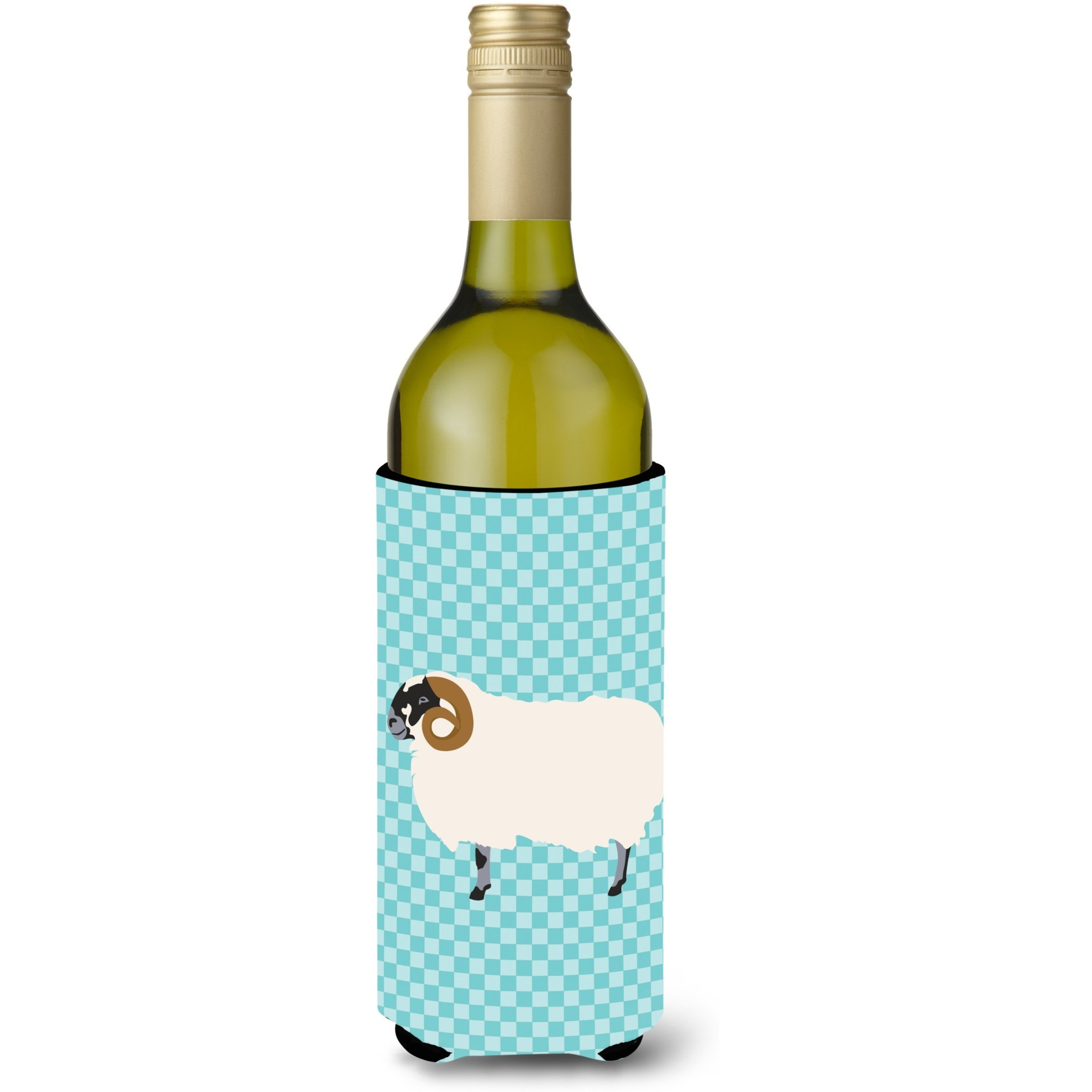 &quotCaroline's Treasures Scottish Blackface Sheep Blue Check Decorative Bottle Hugger, 750 ml, Multicolor"