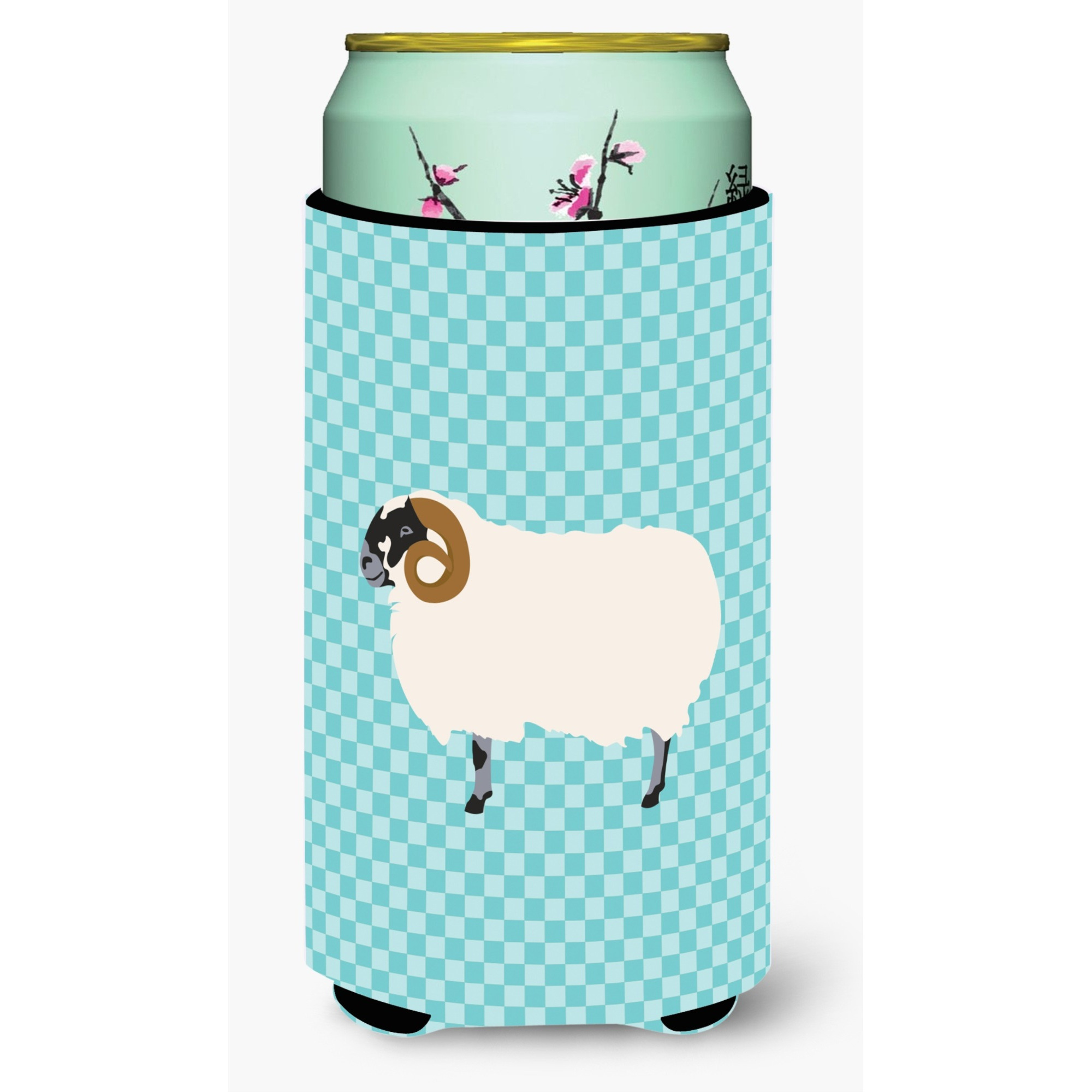 &quotCaroline's Treasures Scottish Blackface Sheep Blue Check Decorative Can Hugger, Tall Boy, Multicolor"