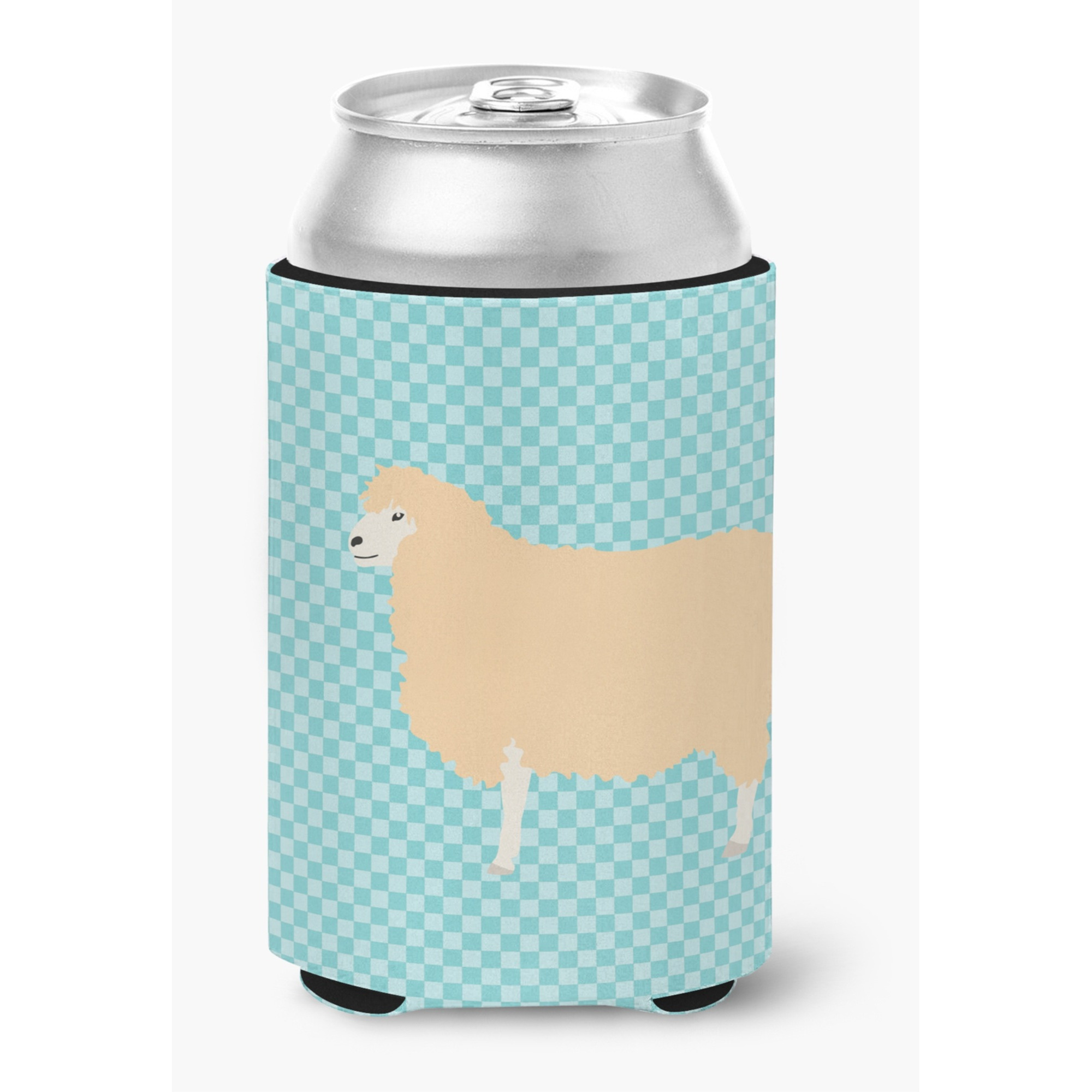 &quotCaroline's Treasures English Leicester Longwool Sheep Blue Check Decorative Can Hugger, Multicolor"