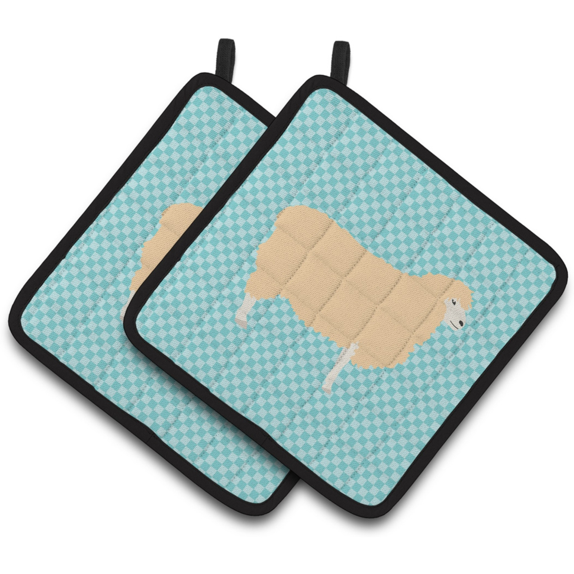 &quotCaroline's Treasures English Leicester Longwool Sheep Blue Check Decorated Pot Holder, 7.5"" x 7.5"""