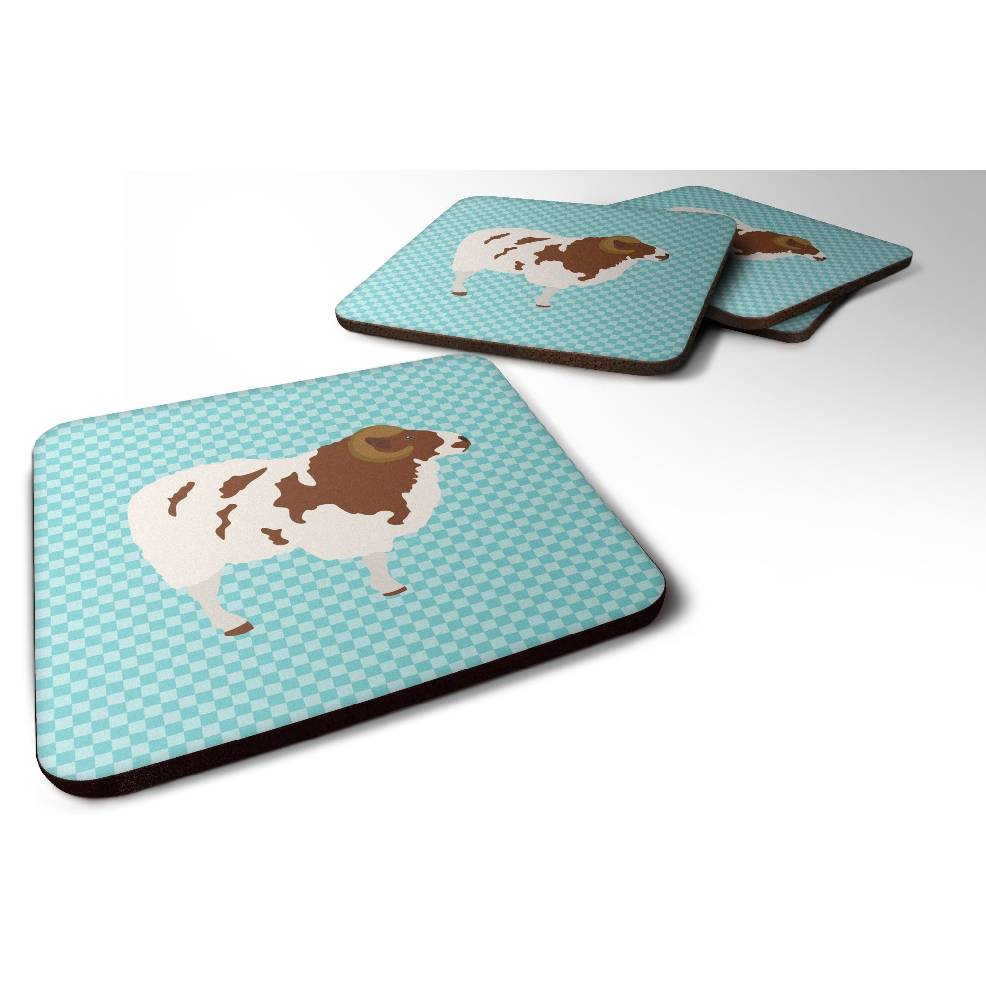 &quotCaroline's Treasures Jacob Sheep Blue Check Decorative coasters, 3.5, Multicolor"