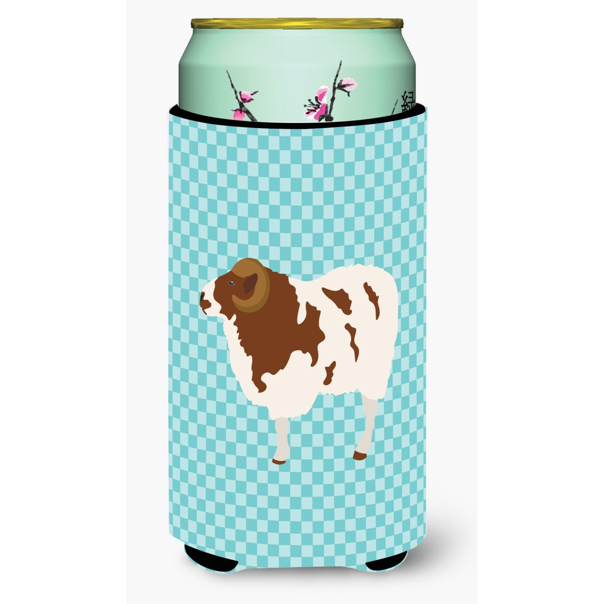 &quotCaroline's Treasures Jacob Sheep Blue Check Decorative Can Hugger, Tall Boy, Multicolor"