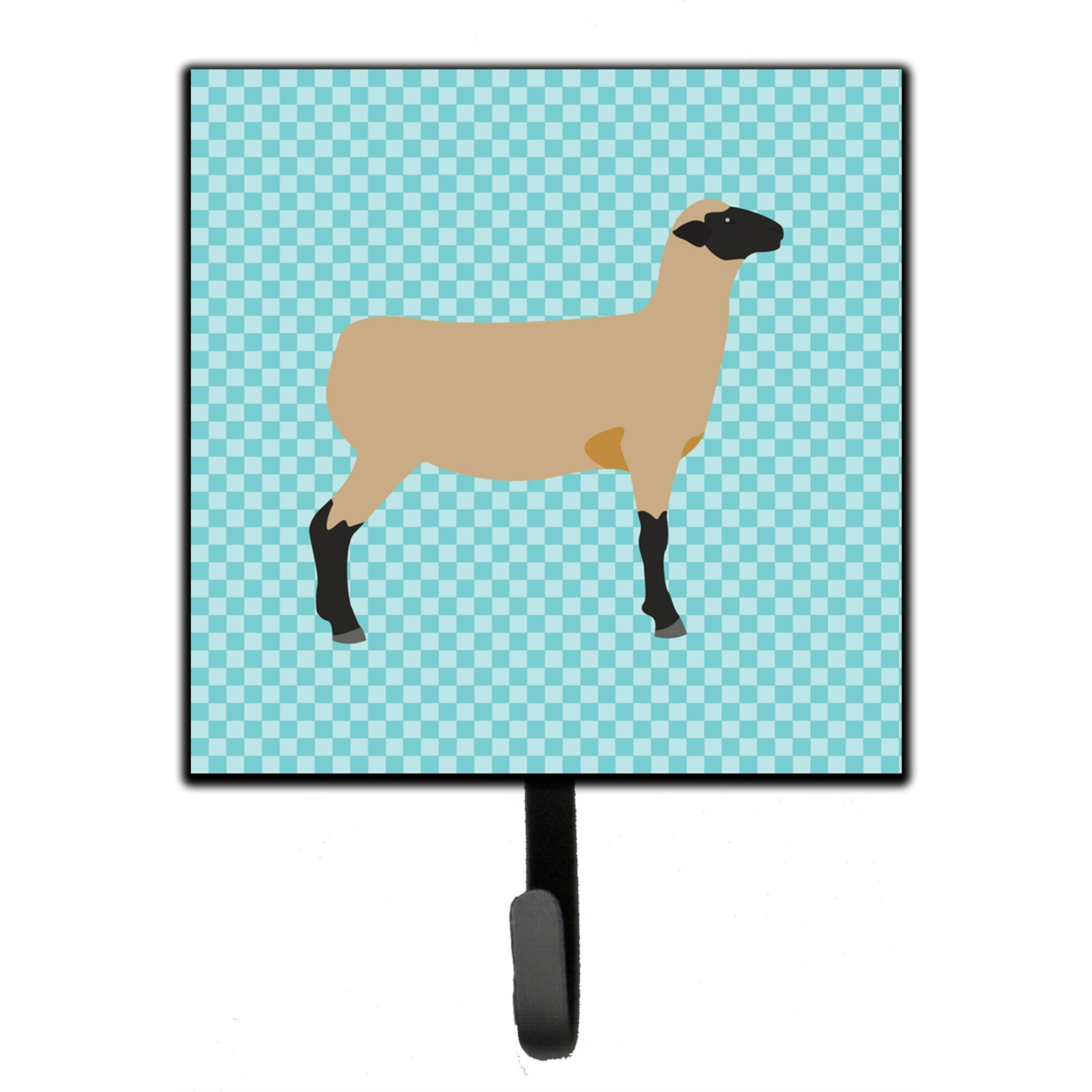 &quotCaroline's Treasures Hampshire Down Sheep Blue Check Wall Hook, Small, Multicolor"