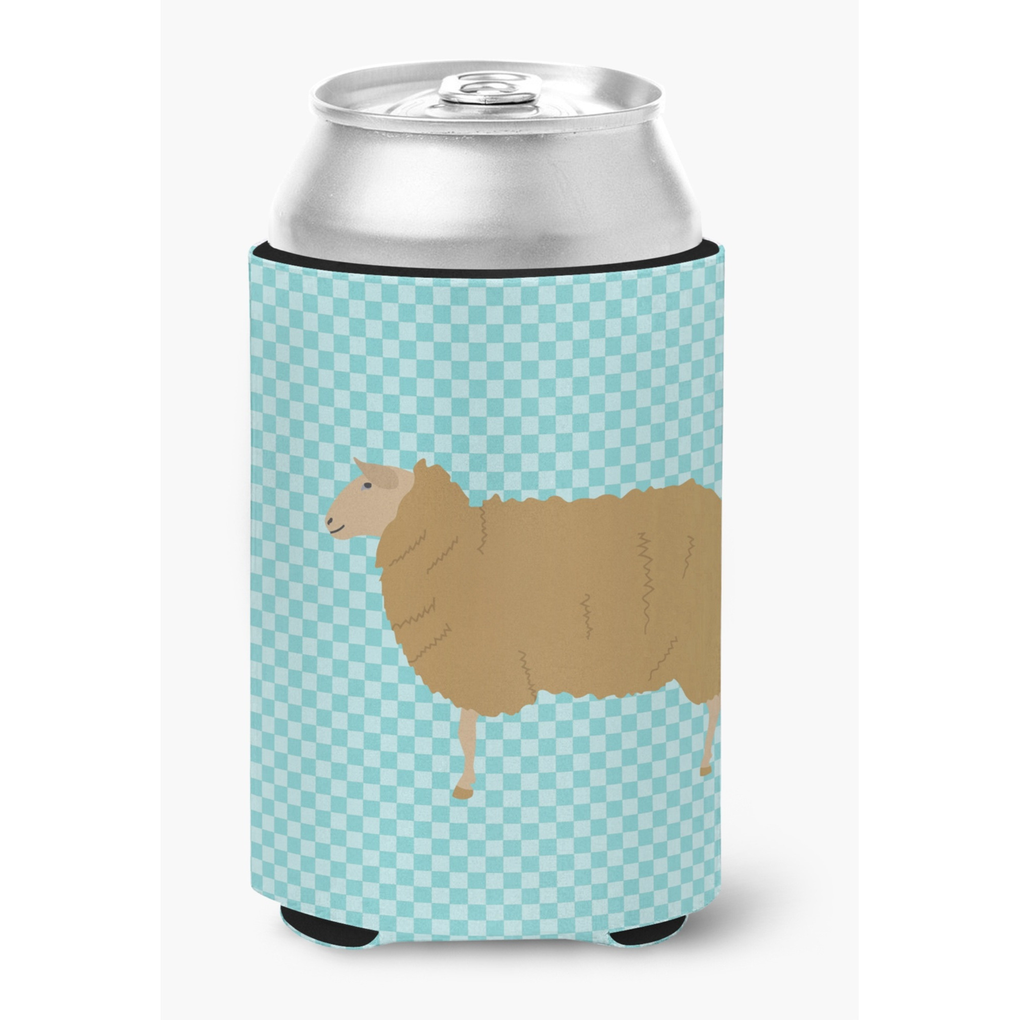 &quotCaroline's Treasures East Friesian Sheep Blue Check Decorative Can Hugger, Multicolor"