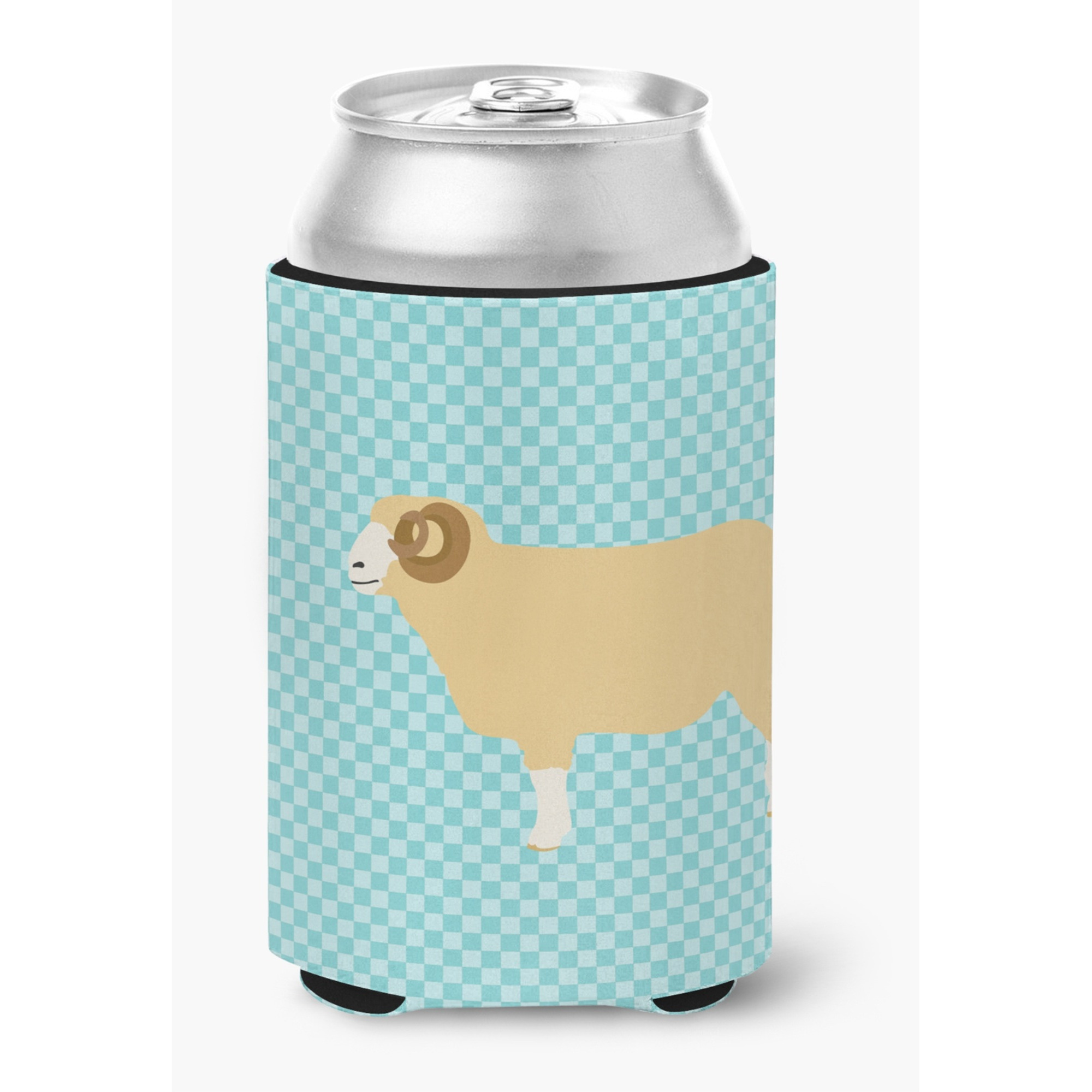 &quotCaroline's Treasures Horned Dorset Sheep Blue Check Decorative Can Hugger, Multicolor"