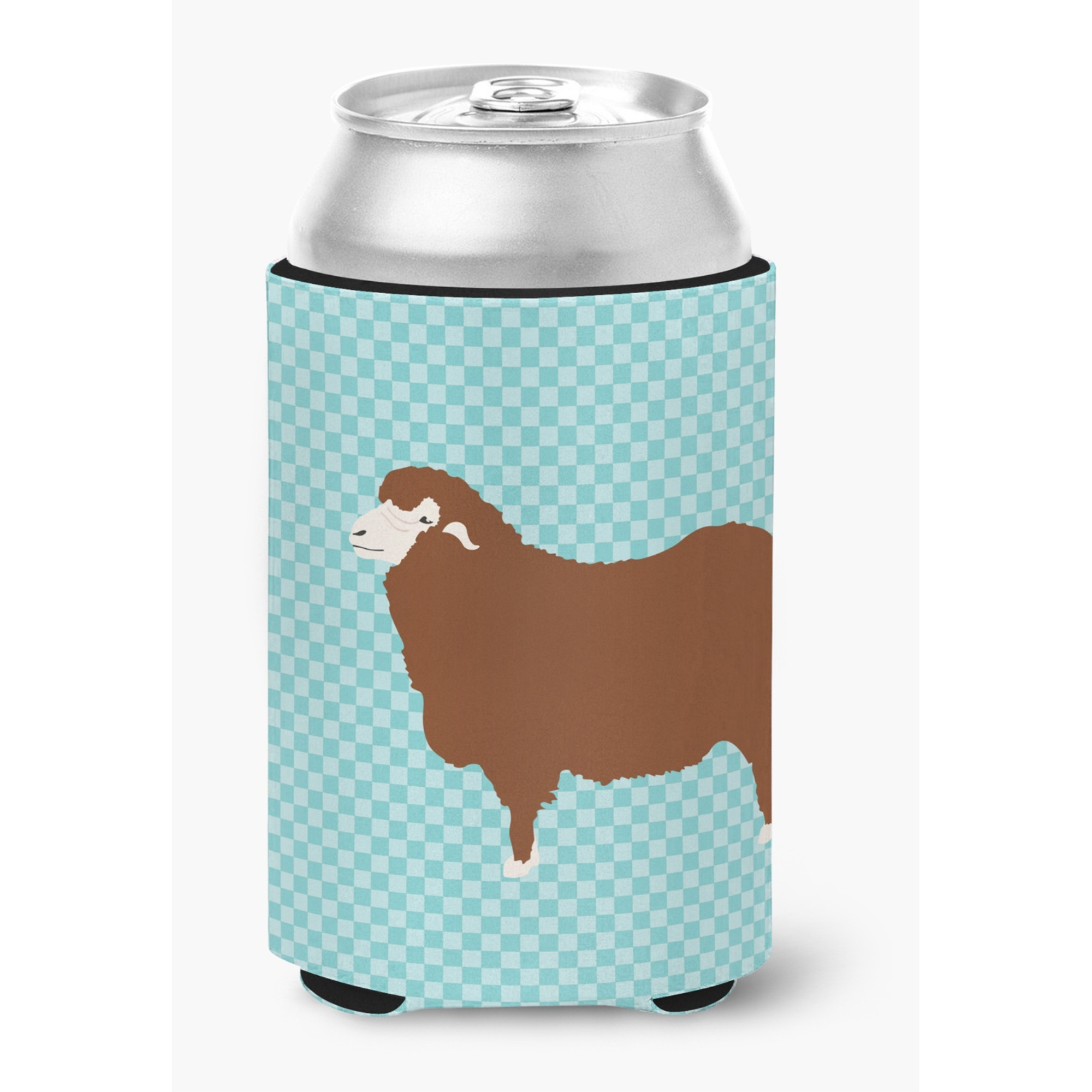 &quotCaroline's Treasures Merino Sheep Blue Check Decorative Can Hugger, Multicolor"