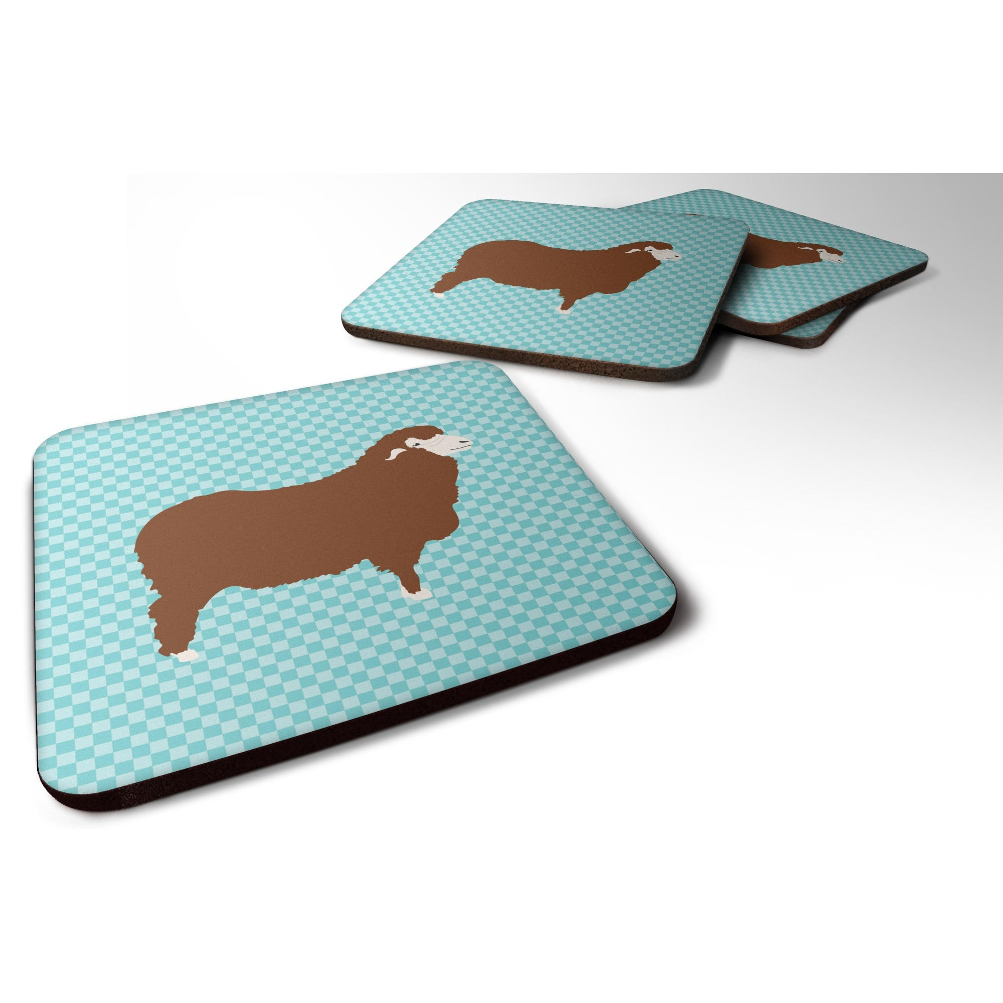 &quotCaroline's Treasures Merino Sheep Blue Check Decorative coasters, 3.5, Multicolor"