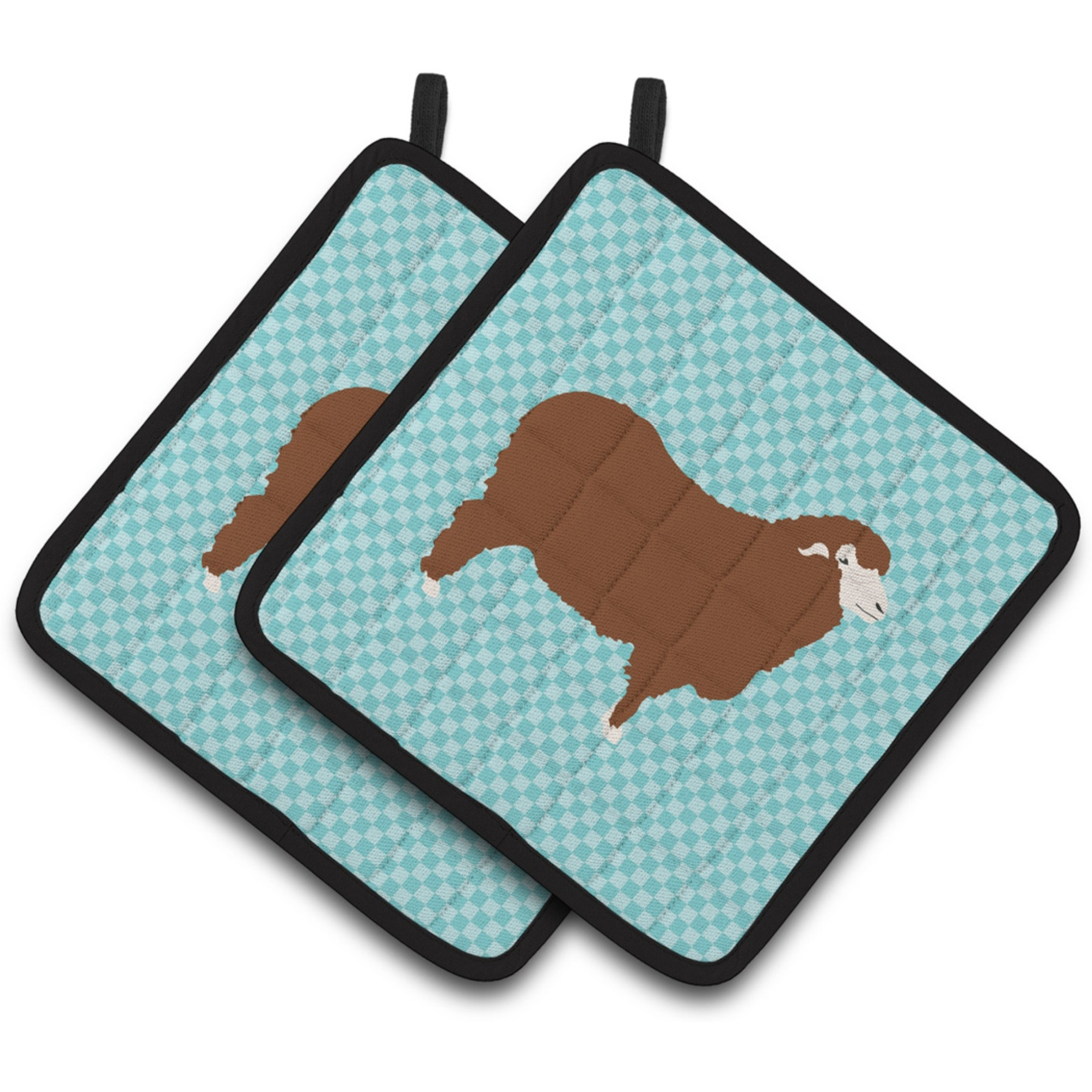 &quotCaroline's Treasures Merino Sheep Blue Check Decorated Pot Holder, 7.5"" x 7.5"""