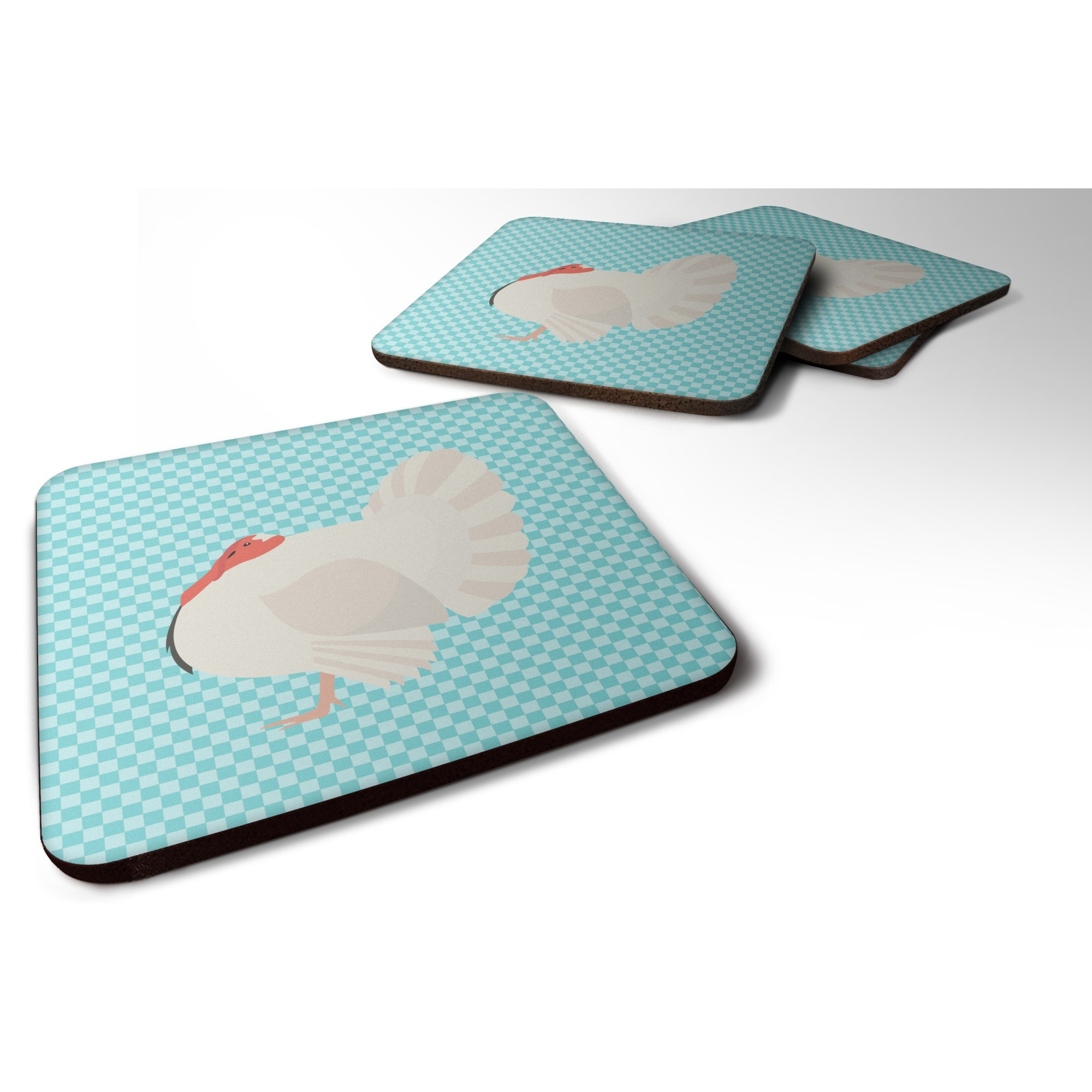 &quotCaroline's Treasures White Holland Turkey Blue Check Decorative coasters, 3.5, Multicolor"