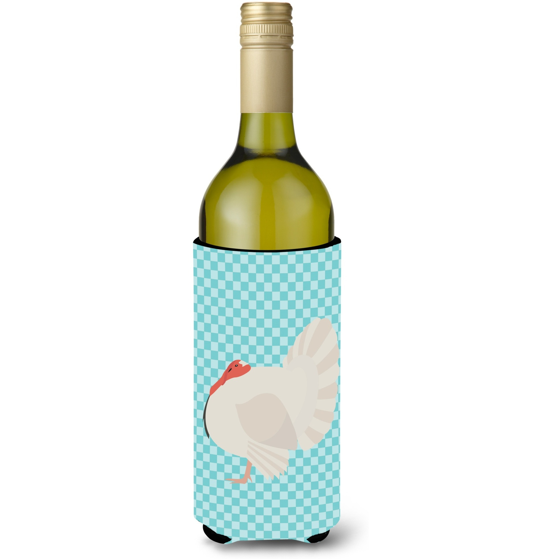 &quotCaroline's Treasures White Holland Turkey Blue Check Decorative Bottle Hugger, 750 ml, Multicolor"