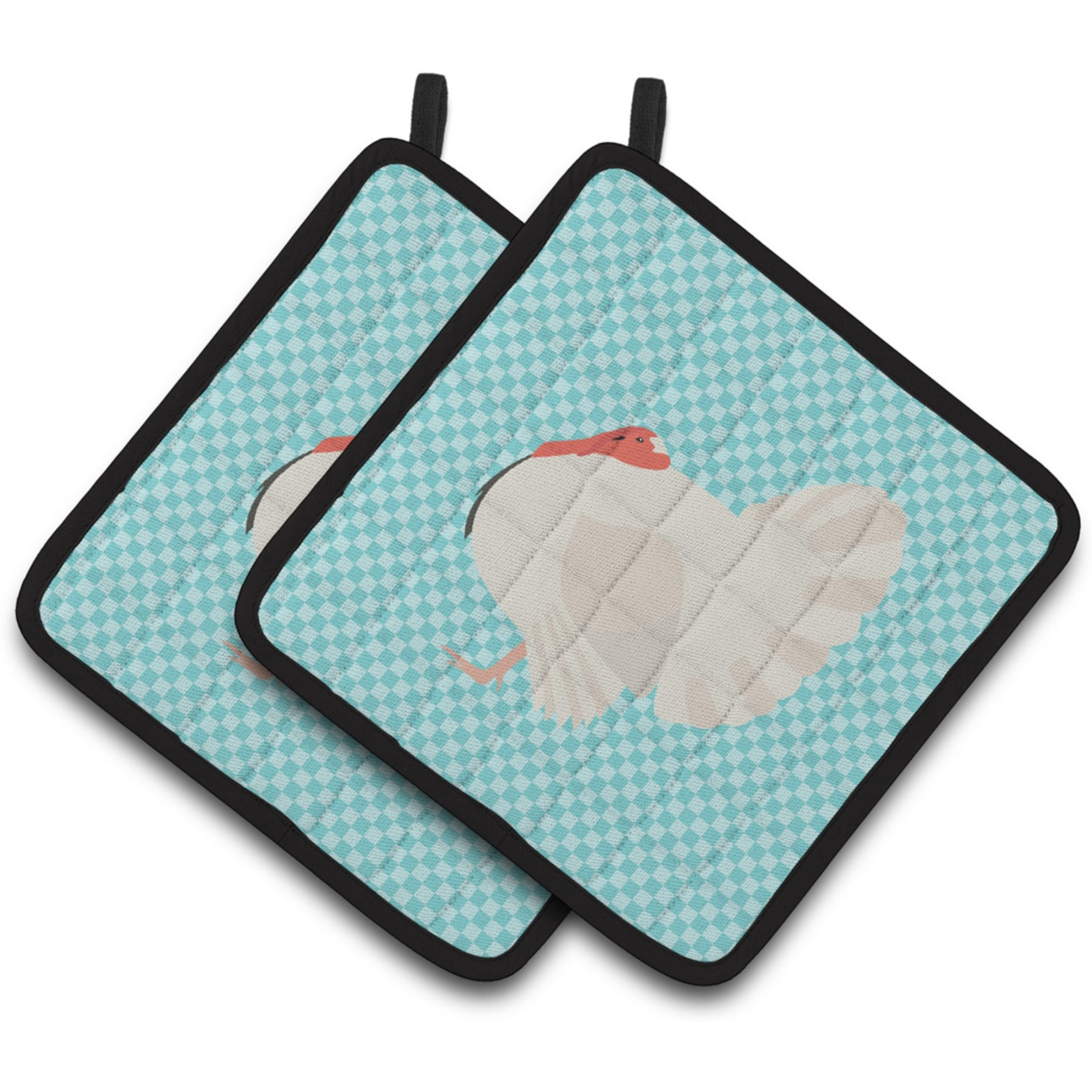 &quotCaroline's Treasures White Holland Turkey Blue Check Decorated Pot Holder, 7.5"" x 7.5"""