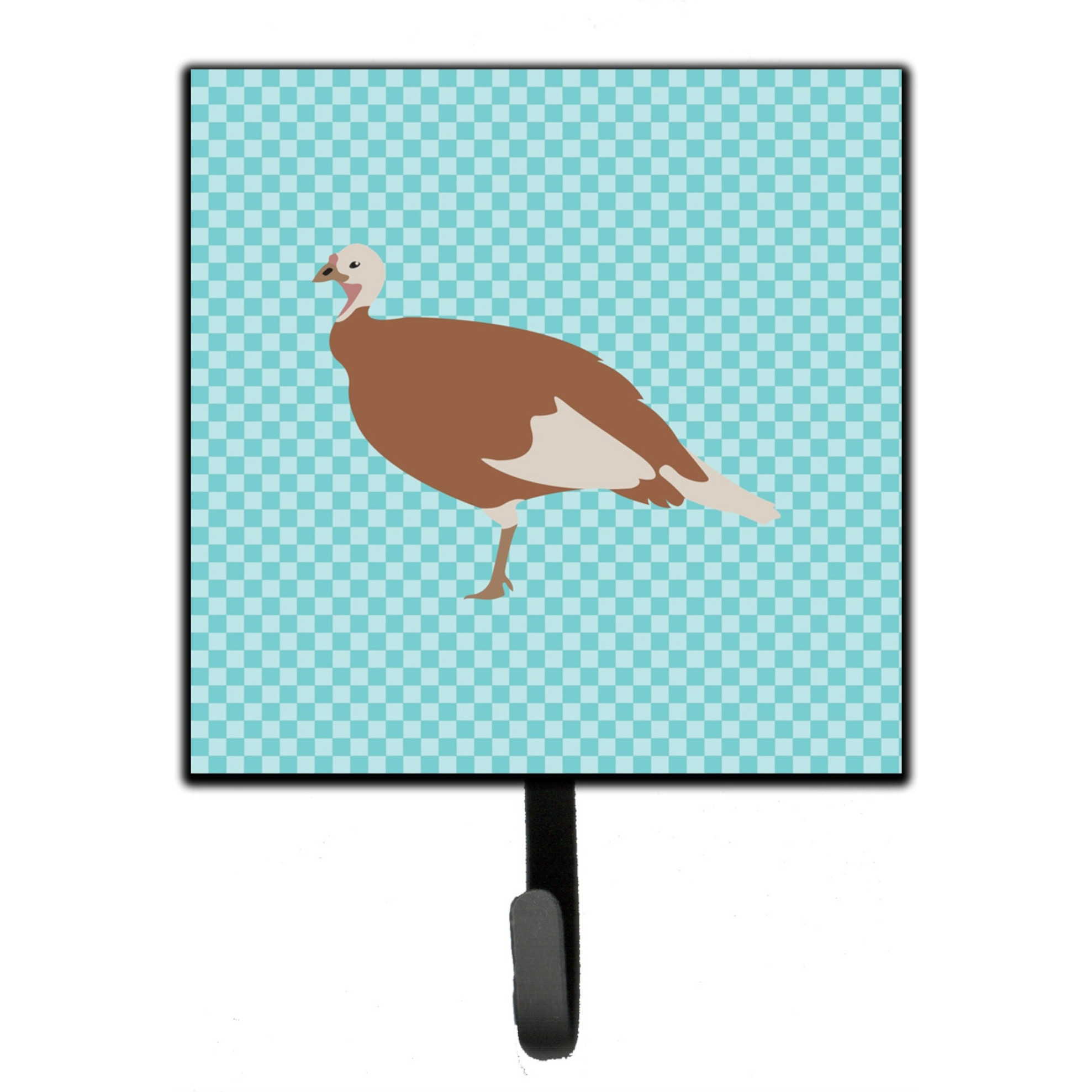 &quotCaroline's Treasures Jersey Buff Turkey Hen Blue Check Wall Hook, Small, Multicolor"