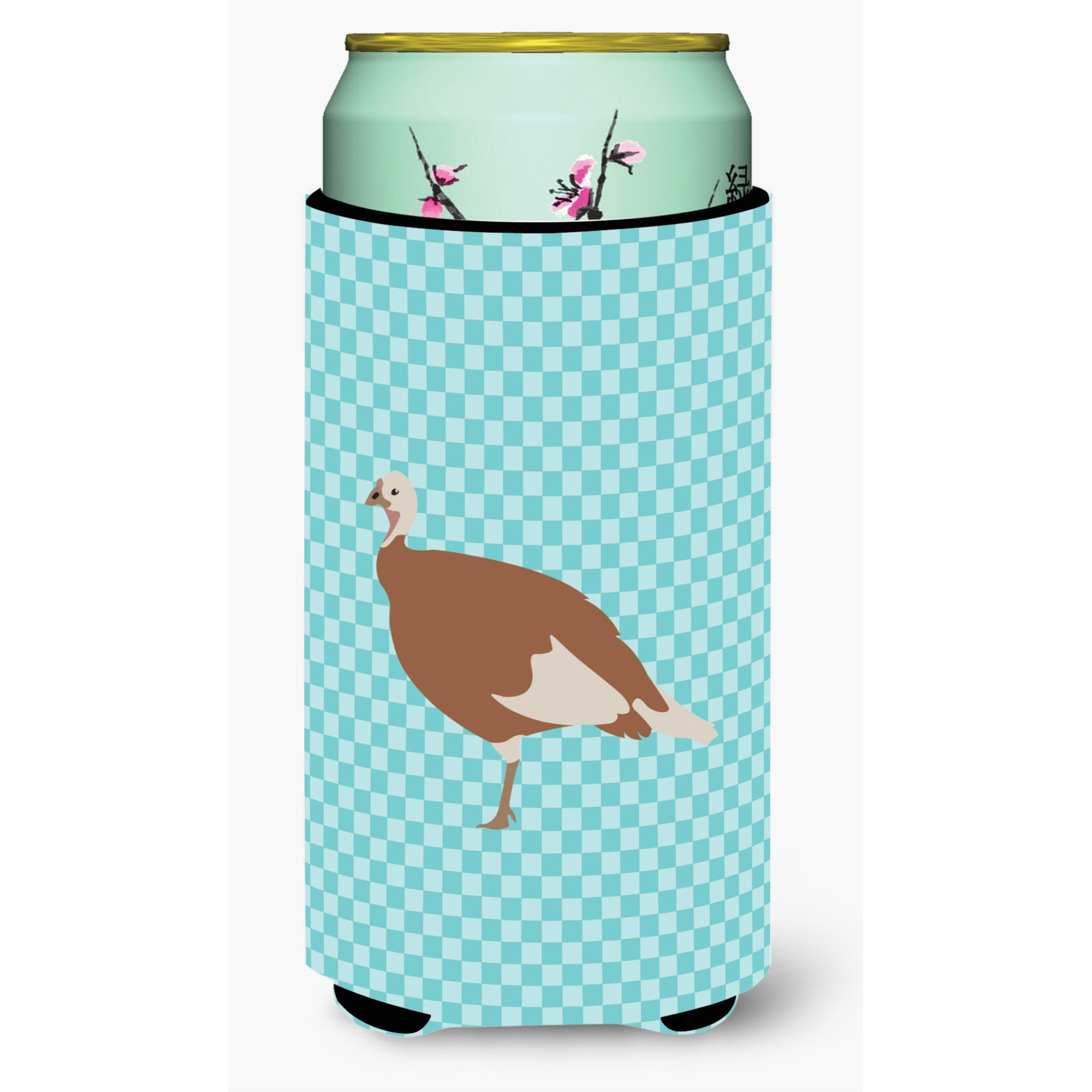 &quotCaroline's Treasures Jersey Buff Turkey Hen Blue Check Decorative Can Hugger, Tall Boy, Multicolor"
