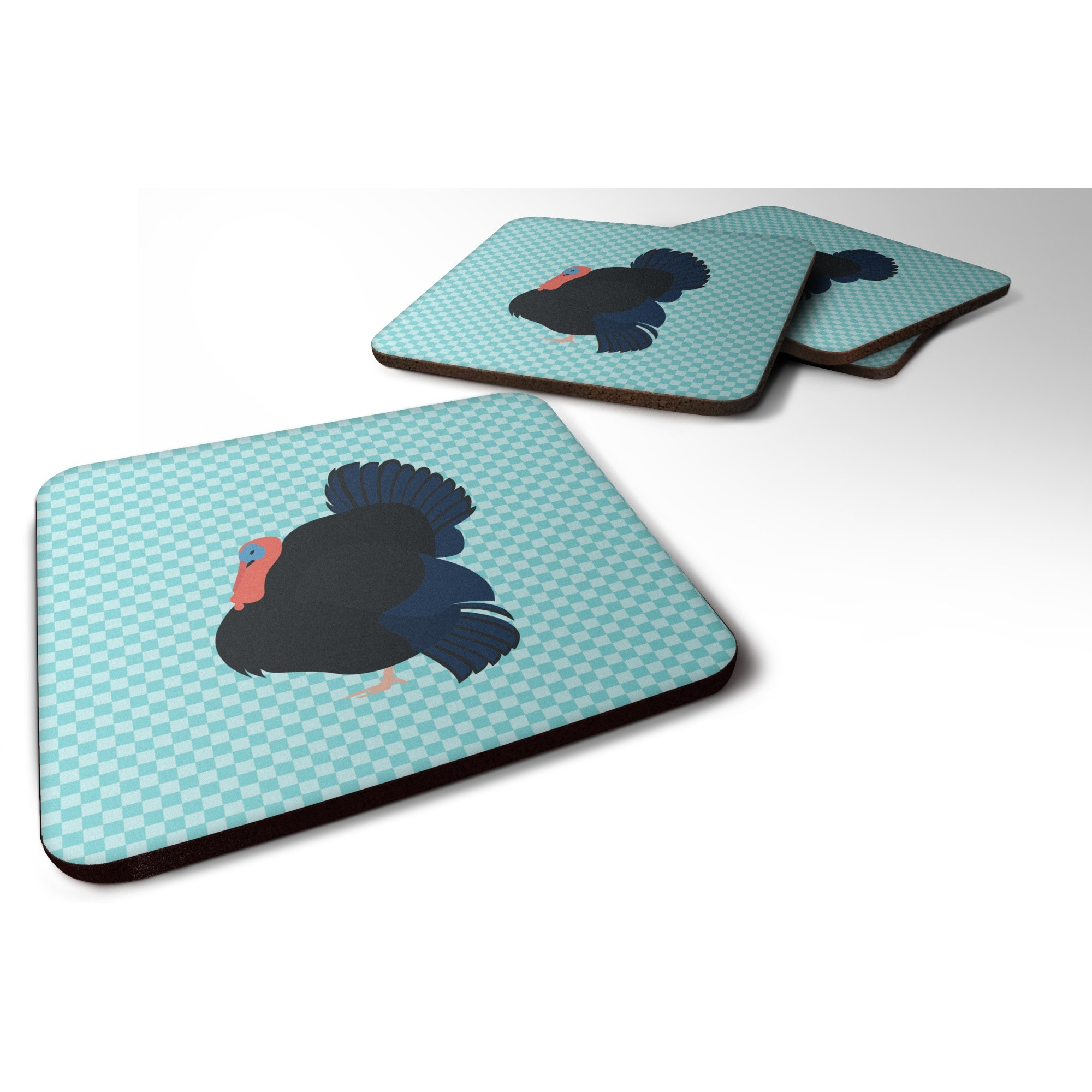 &quotCaroline's Treasures Norfolk Black Turkey Blue Check Decorative coasters, 3.5, Multicolor"