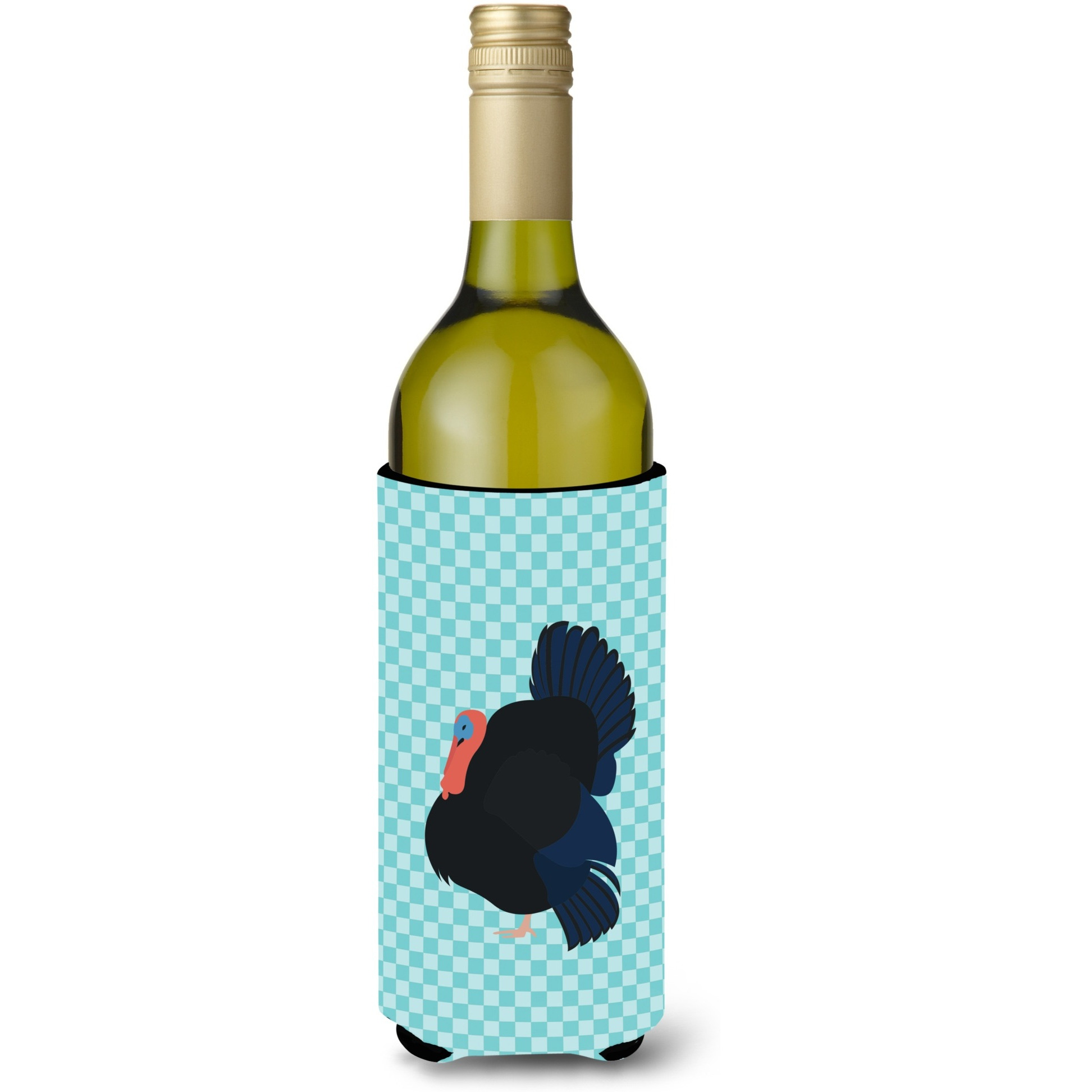 &quotCaroline's Treasures Norfolk Black Turkey Blue Check Decorative Bottle Hugger, 750 ml, Multicolor"