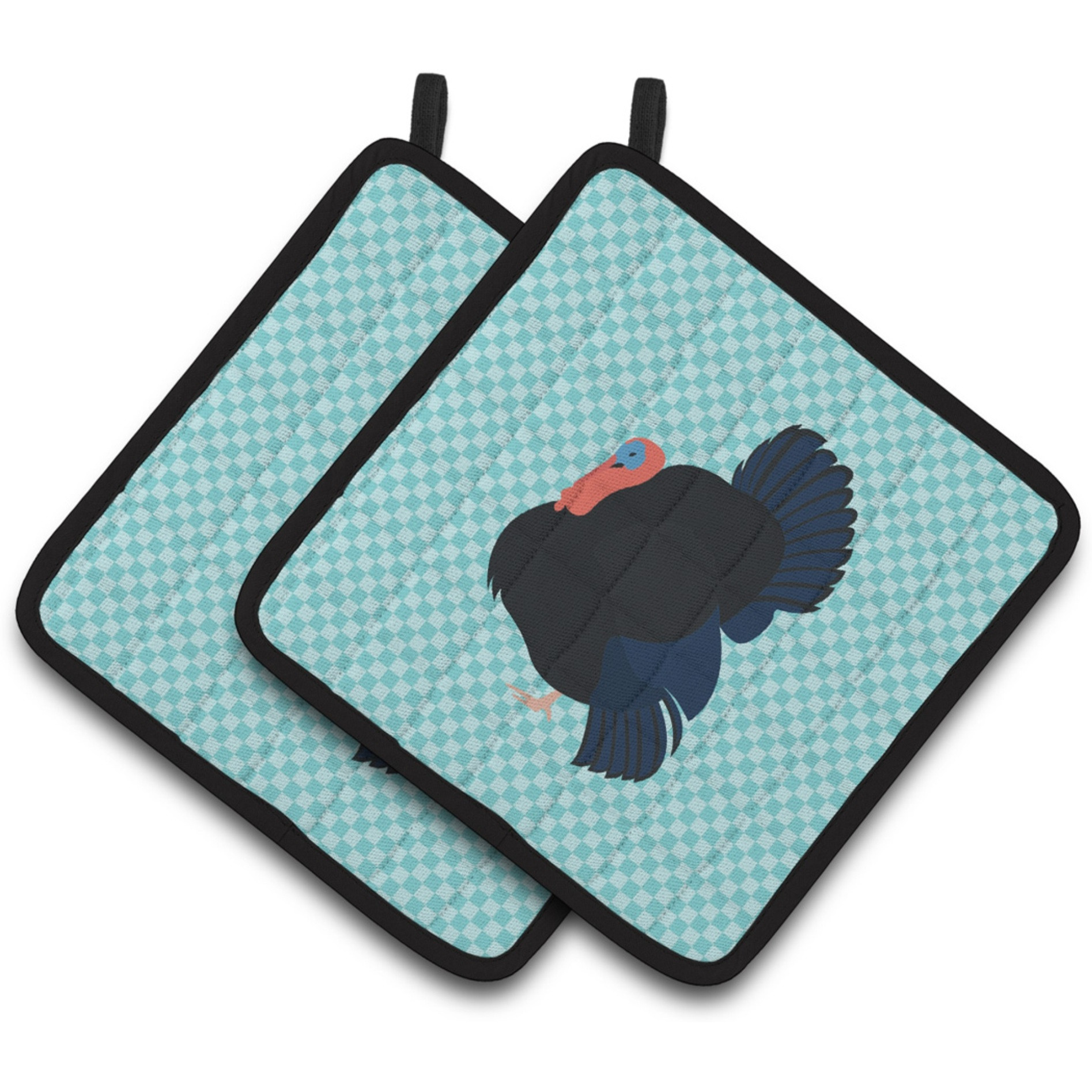 &quotCaroline's Treasures Norfolk Black Turkey Blue Check Decorated Pot Holder, 7.5"" x 7.5"""