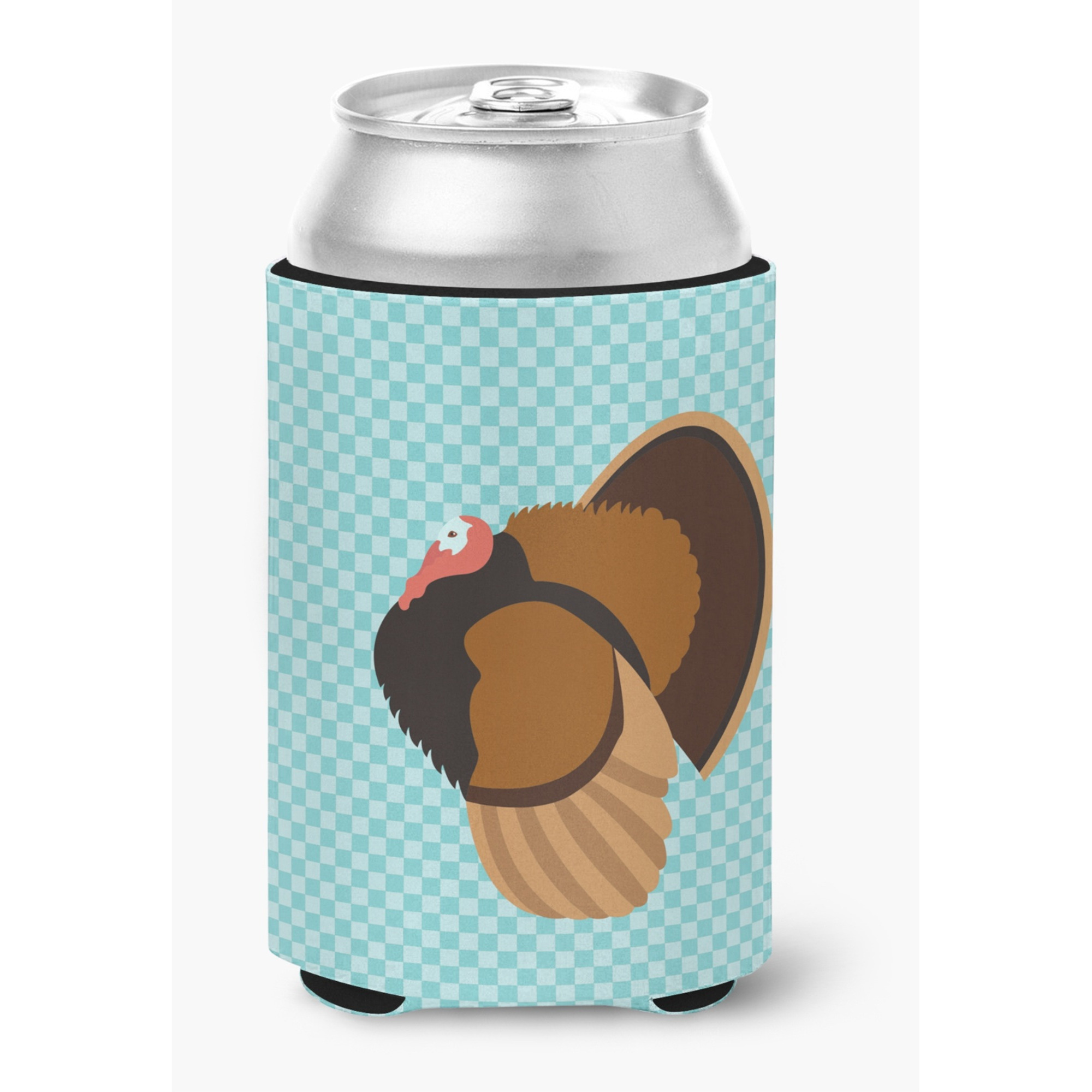 &quotCaroline's Treasures Bronze Turkey Blue Check Decorative Can Hugger, Multicolor"